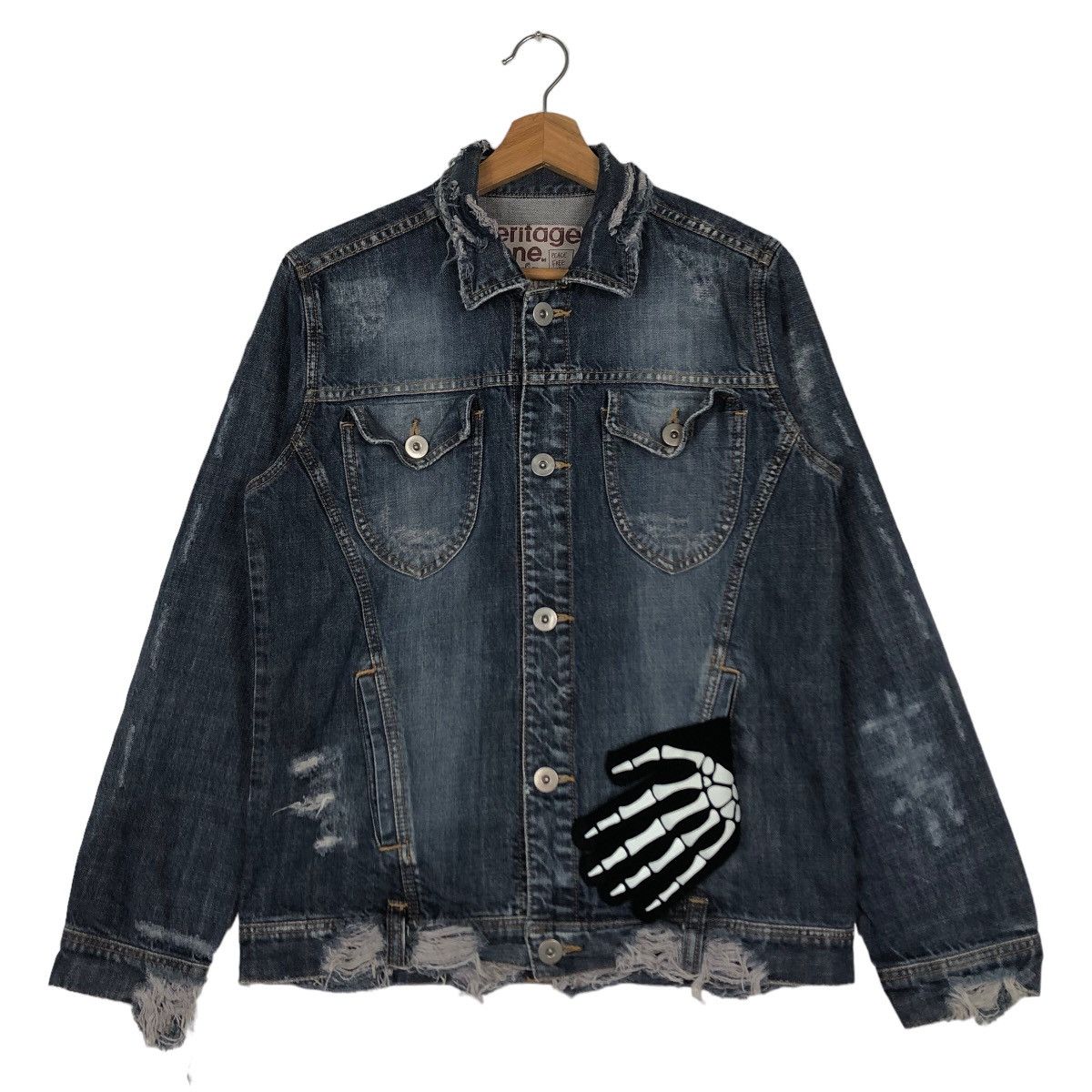 Japanese Brand 🔥Rare Distressed Denim Jacket Punk Design Herritage Stone Size US M / EU 48-50 / 2 - 2 Thumbnail