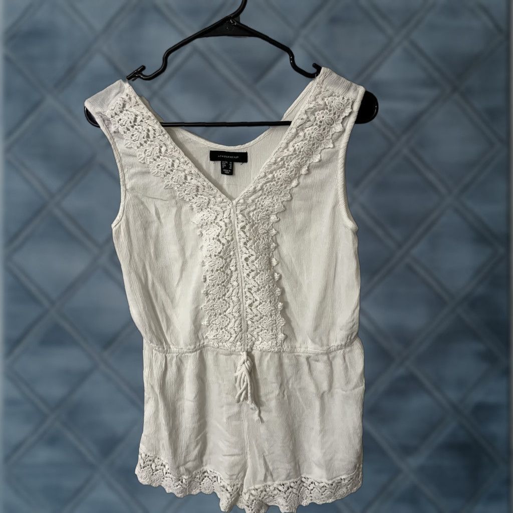 Vintage Atmosphere Women Top Tunic Sz 14 Viscose White Sleeveless V Neck T-Shirt Size XL / US 12-14 / IT 48-50 - 1 Thumbnail