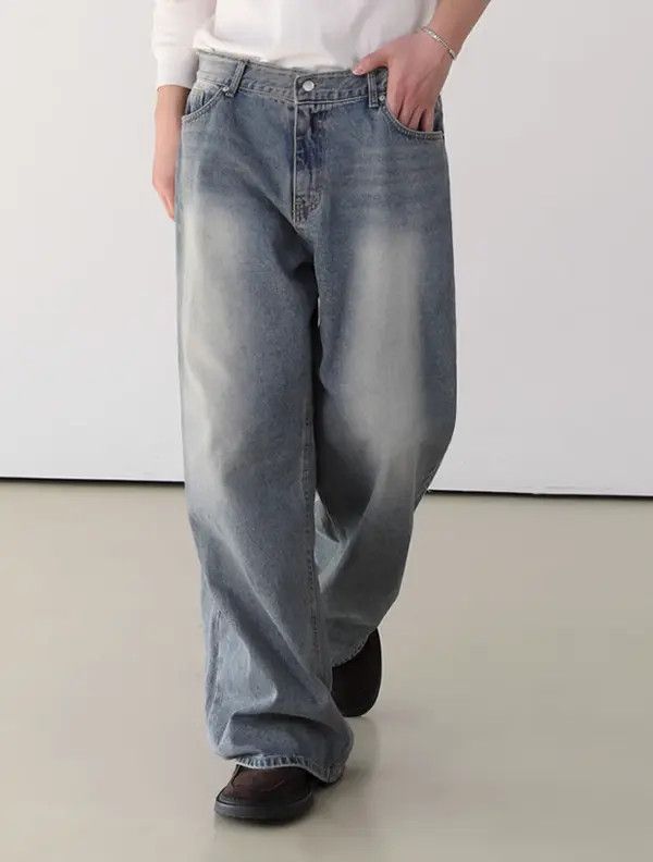 Japanese Brand Haruno x Haya Distressed washed men's trendy straight jeans Size US 32 / EU 48 - 7 Thumbnail