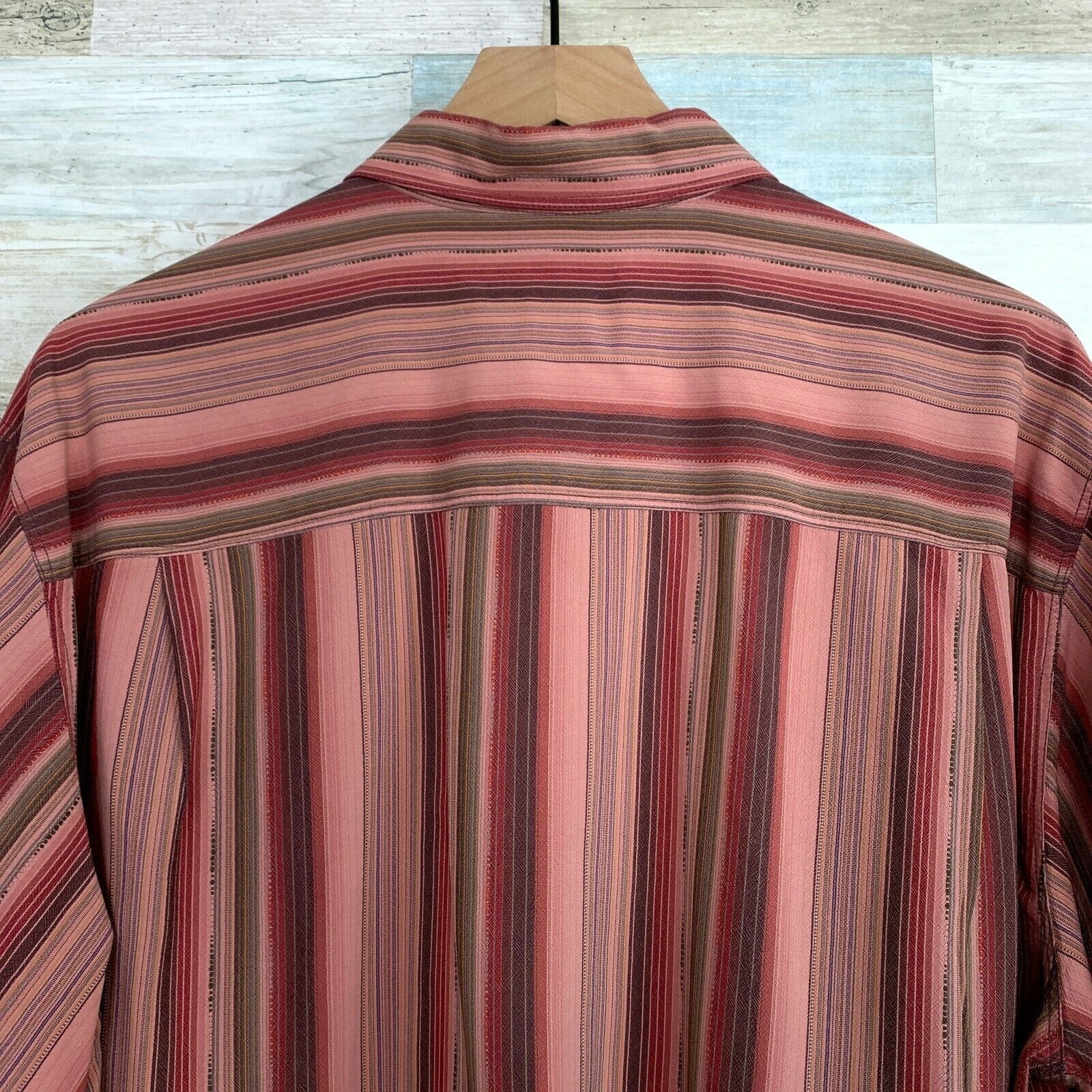 Tommy Bahama Tommy Bahama Pure Silk Striped Shirt Pink Jacquard Mens L Size US L / EU 52-54 / 3 - 5 Thumbnail