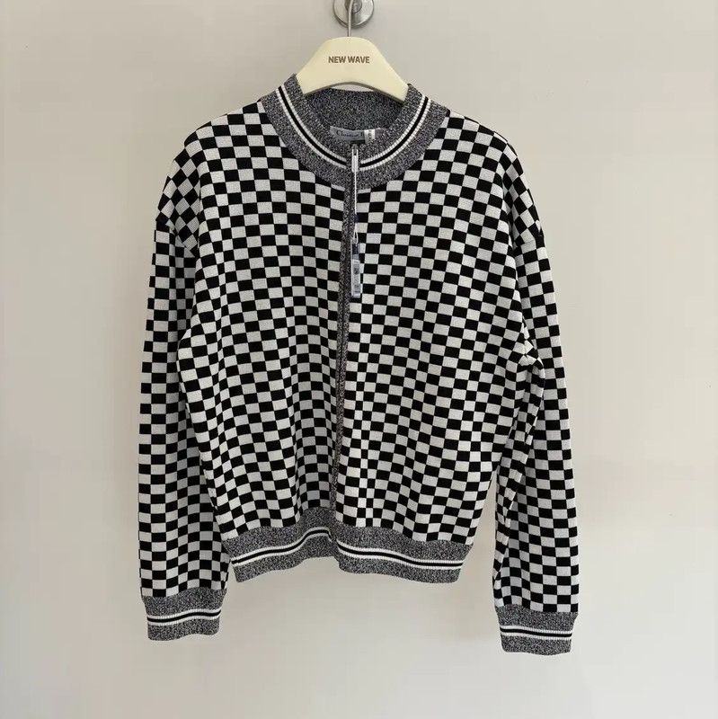 Dior Dior Black Checkered Silk Jacket for Women 0089 Size M / US 6-8 / IT 42-44 - 1 Thumbnail