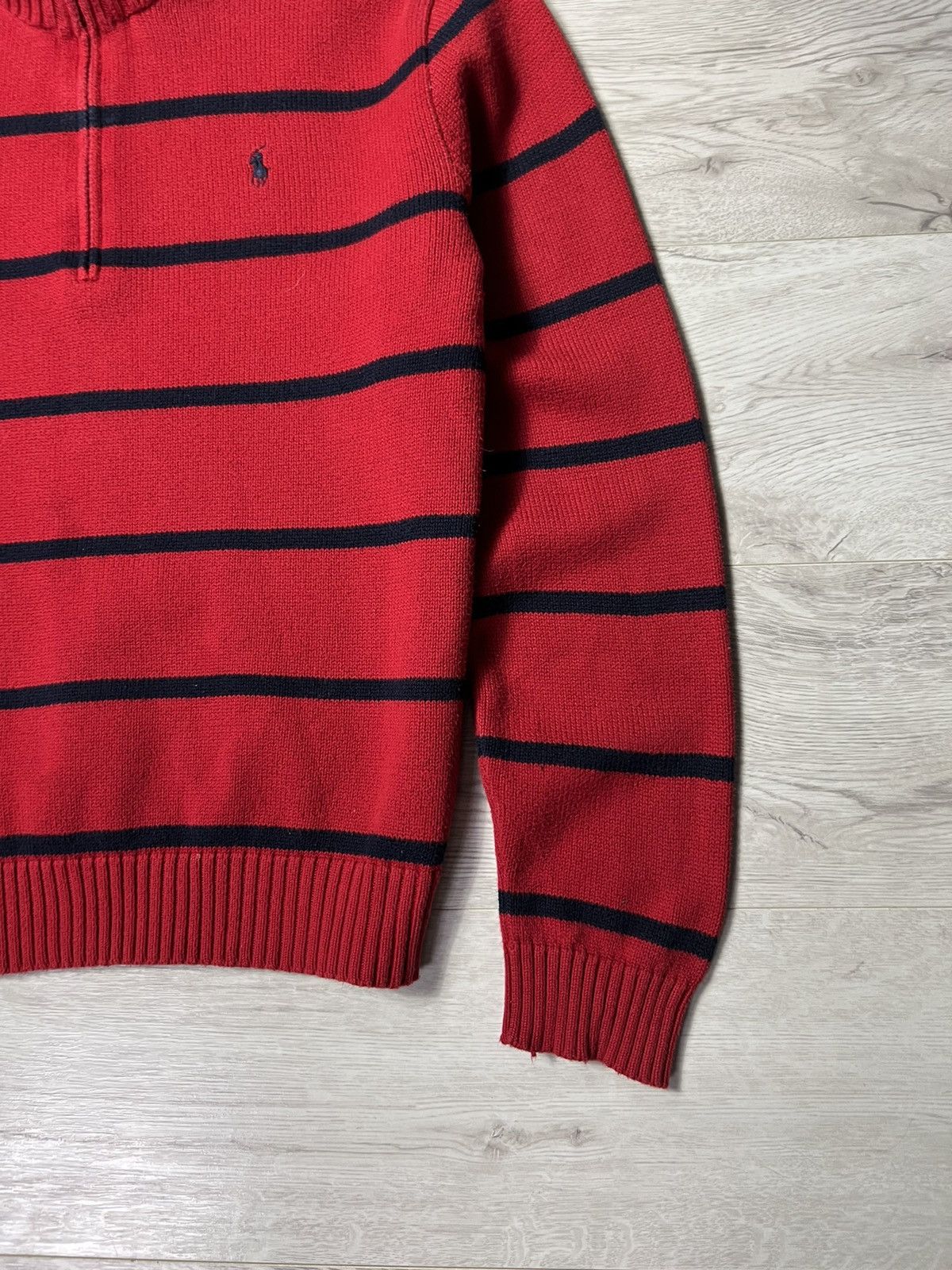 Polo Ralph Lauren Vintage Ralph Lauren Striped Knit Sweater Zip Pullover Size US L / EU 52-54 / 3 - 4 Thumbnail
