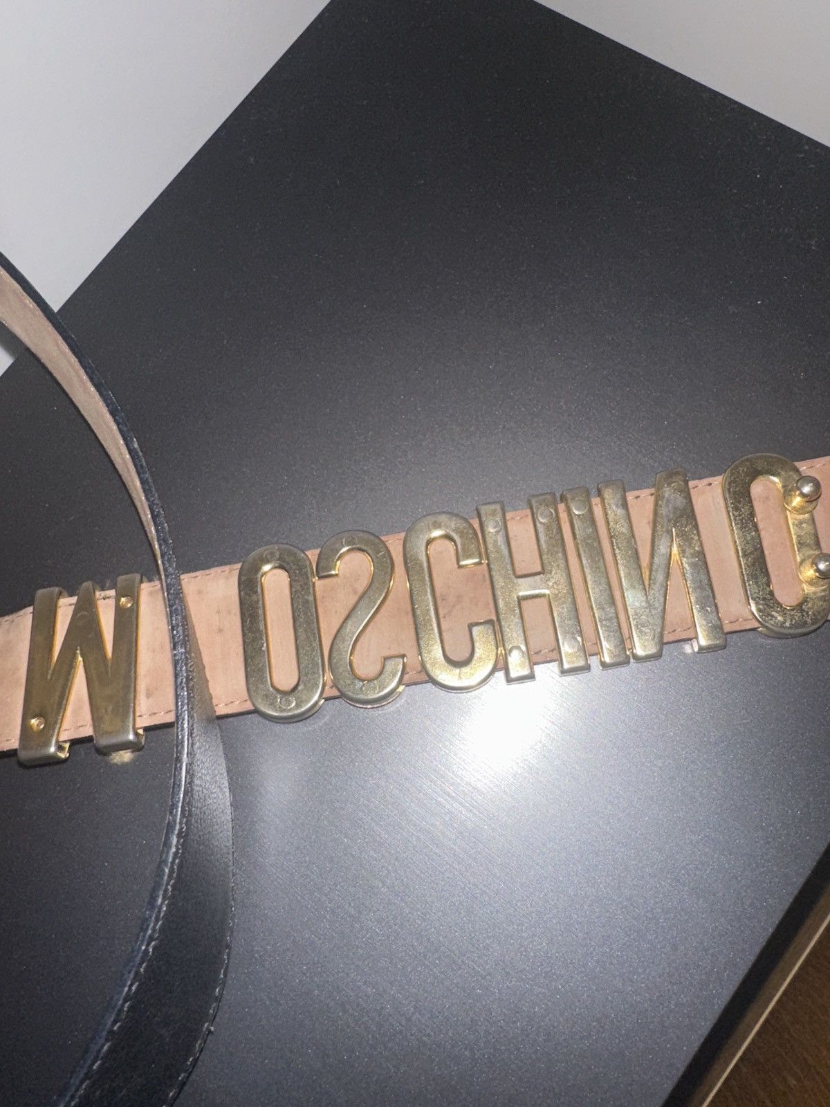 Moschino Moschino Vintage Leather Belt w Functional “O” Buckle – Rare Size ONE SIZE - 3 Thumbnail