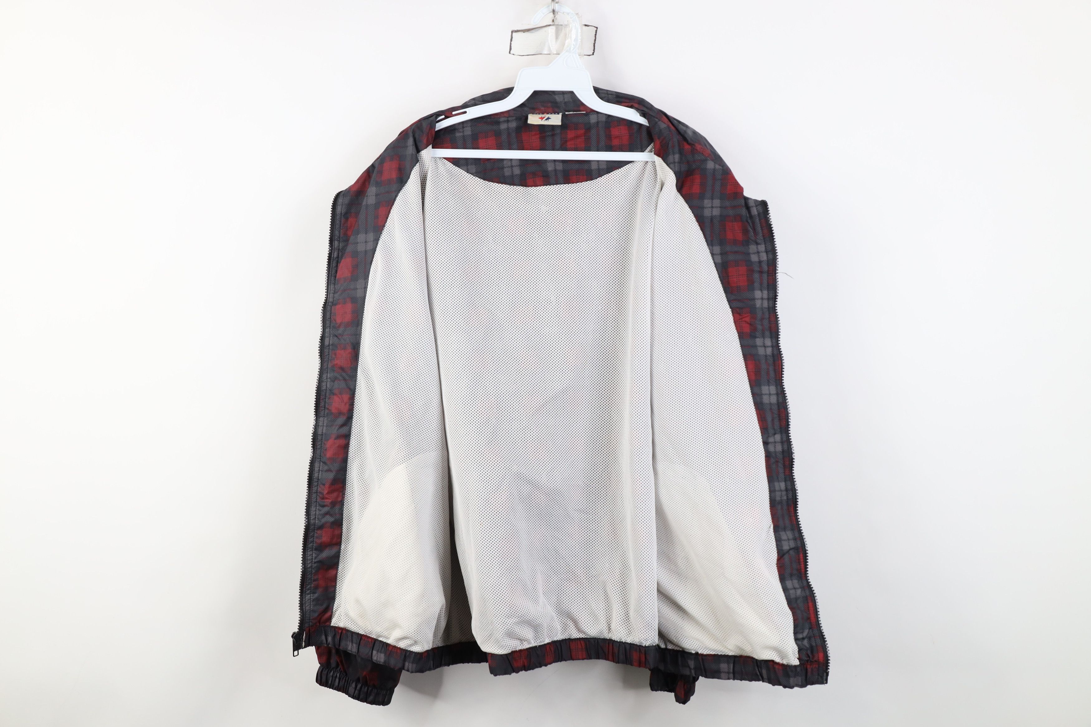 Vintage Vintage 90s Streetwear Full Zip Windbreaker Jacket Red Plaid Size US XL / EU 56 / 4 - 9 Thumbnail