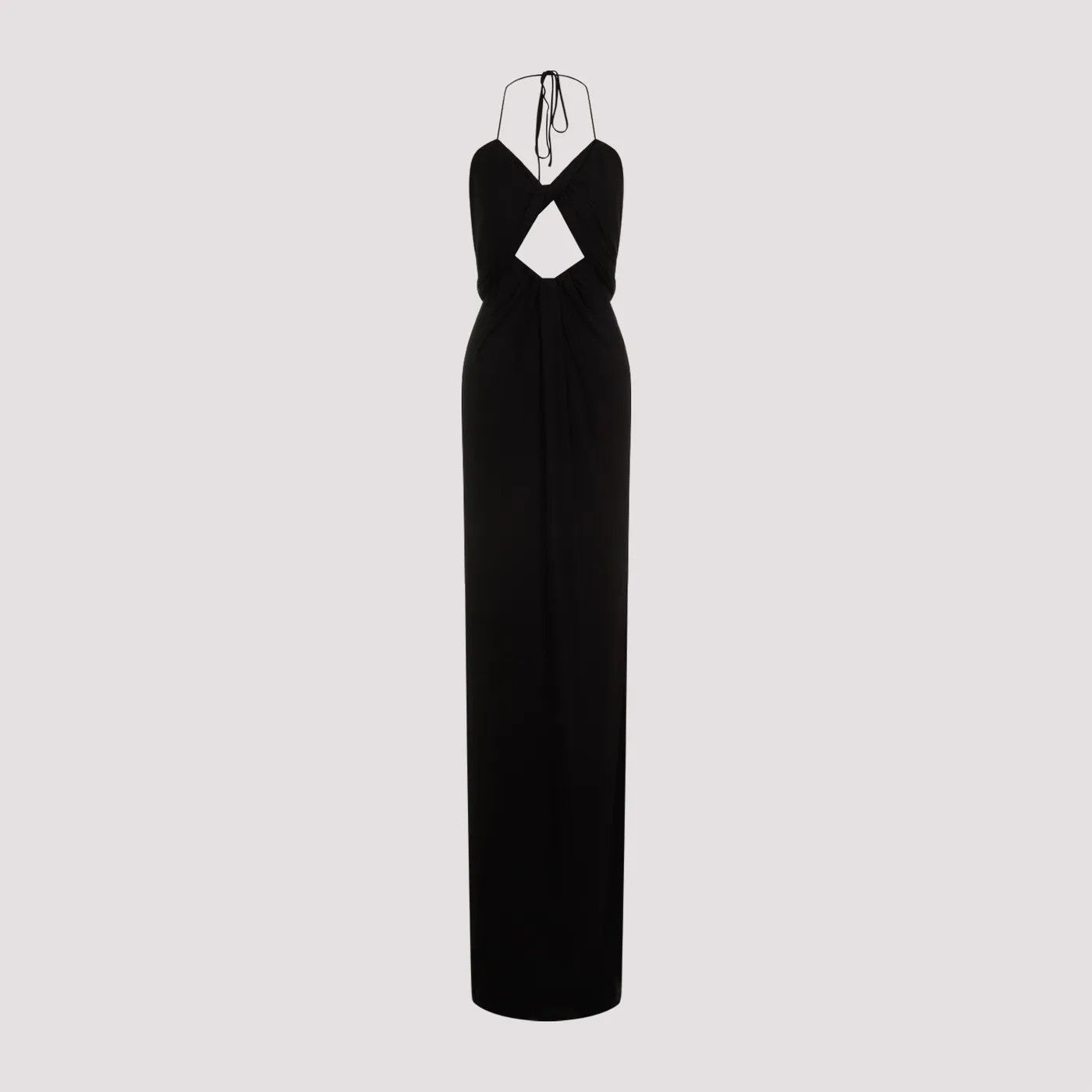 Saint Laurent Paris o1bcso1str1125 Backless Halter Dress In Satin in Black Size XS / US 0-2 / IT 36-38 - 1 Thumbnail