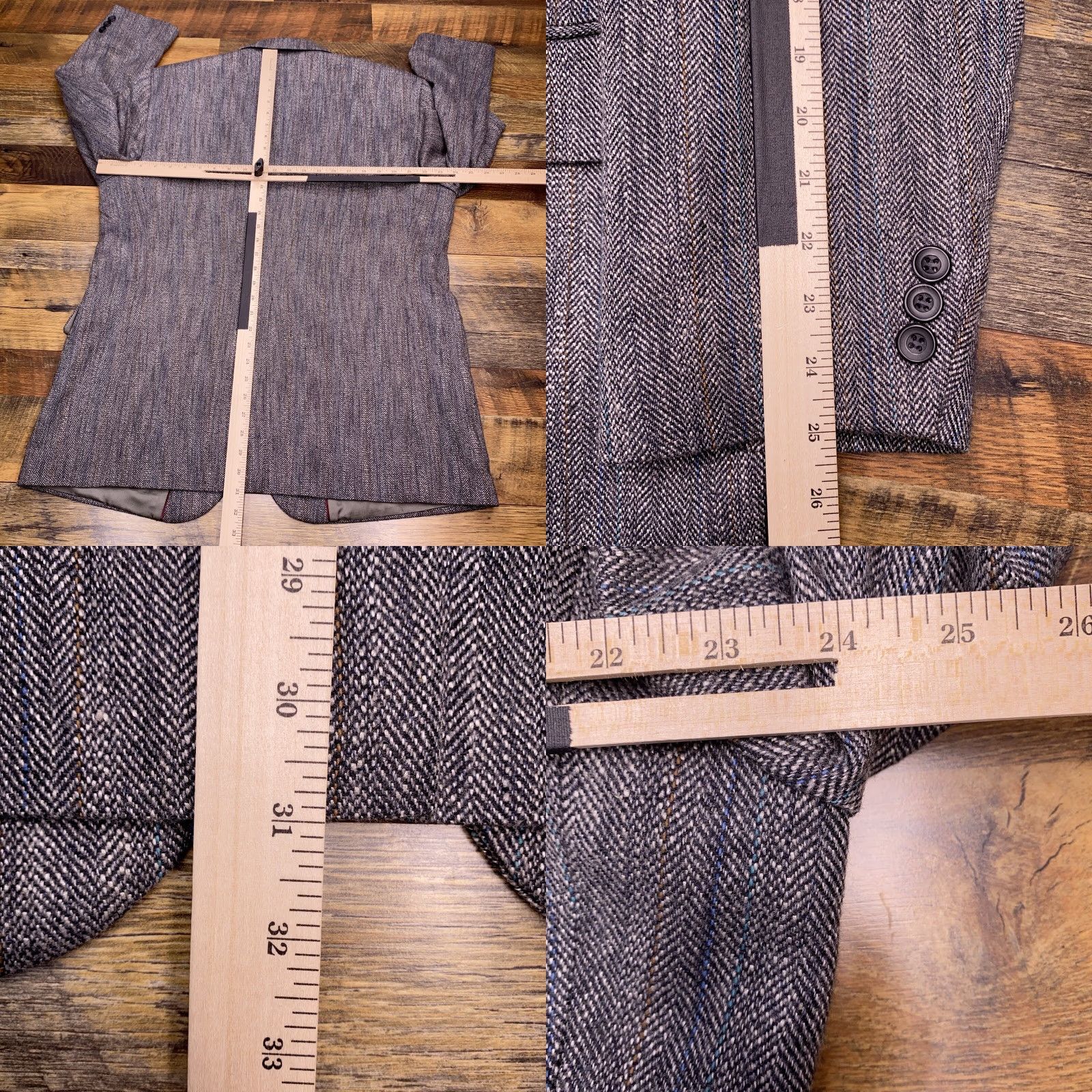 Haggar VINTAGE Haggar Imperial Sport Coat Gray Wool Tweed Herringbone USA 48R Blazer Regular Notch Single-Breasted Two-Button Front Jacket Size 48R - 9 Thumbnail