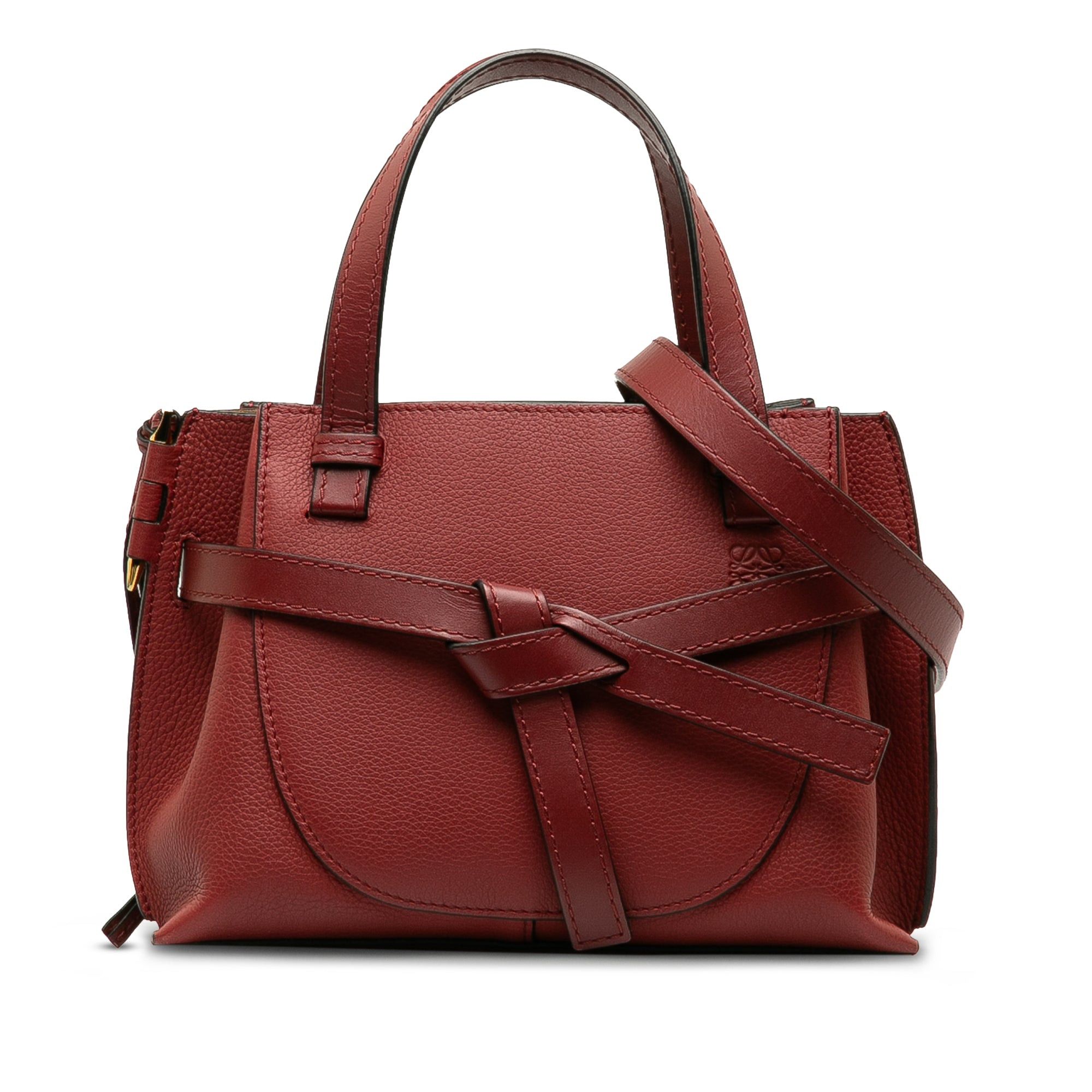 image of Loewe Mini Gate Top Handle Satchel in Red, Women's
