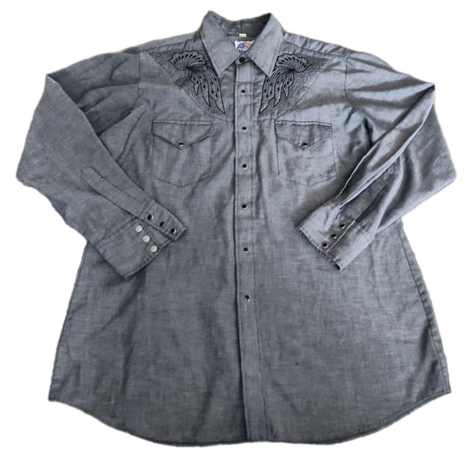 Vintage Vintage Miller Western Wear shirt Mens 17/35 Pearl Snap Yoked Rockabilly USA Made Size US XL / EU 56 / 4 - 2 Thumbnail