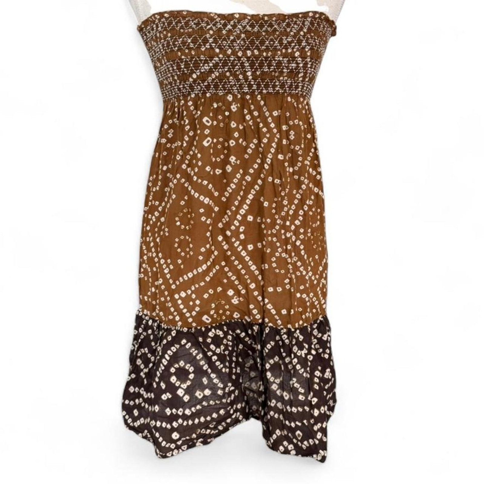 Other Tropical Summer Boho Strapless Mini Dress 100% Cotton size S Size S / US 4 / IT 40 - 1 Thumbnail