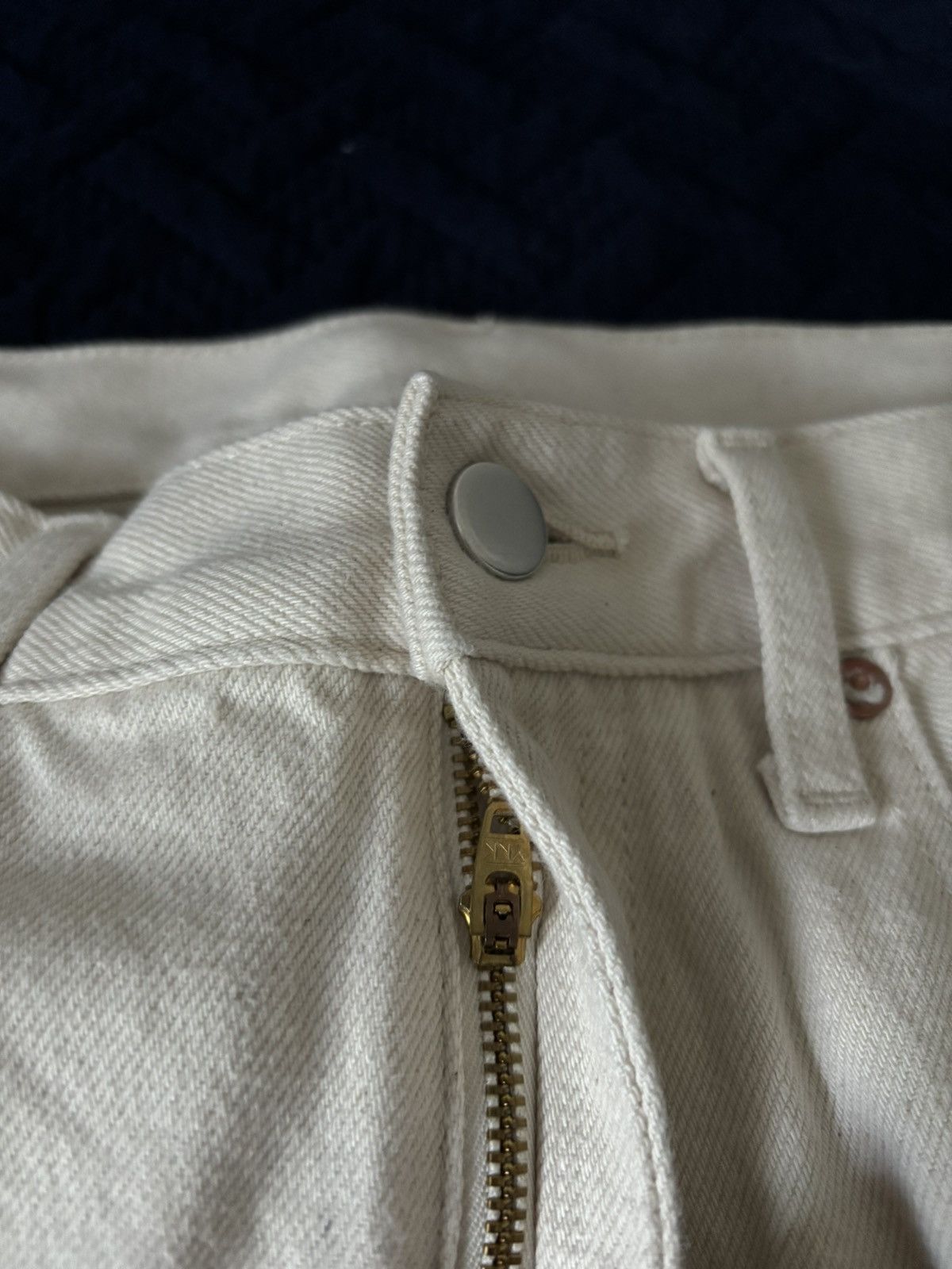 Japanese Brand × Muji Muji Straight Leg Jeans Cream Size US 33 - 2 Thumbnail