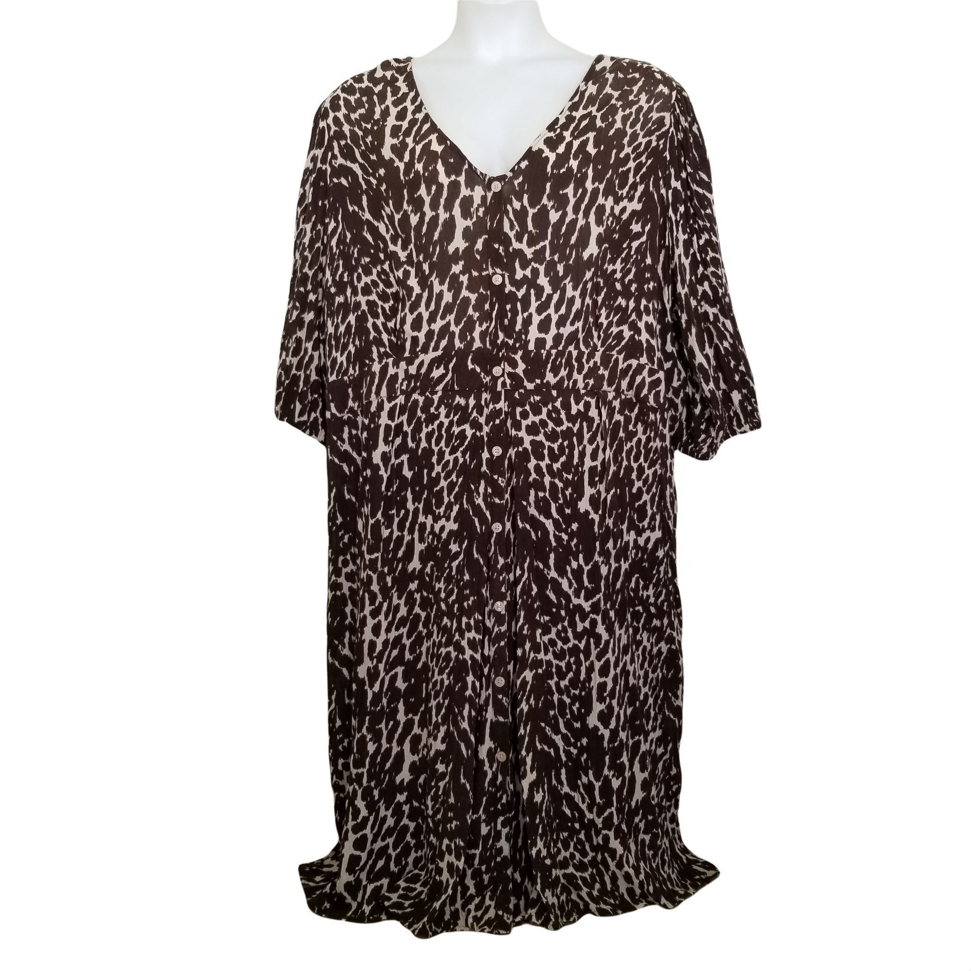 Other Roamans 30W Leopard Animal Print Dress Modest Button Front V Size 4XL / US 24-26 - 1 Thumbnail