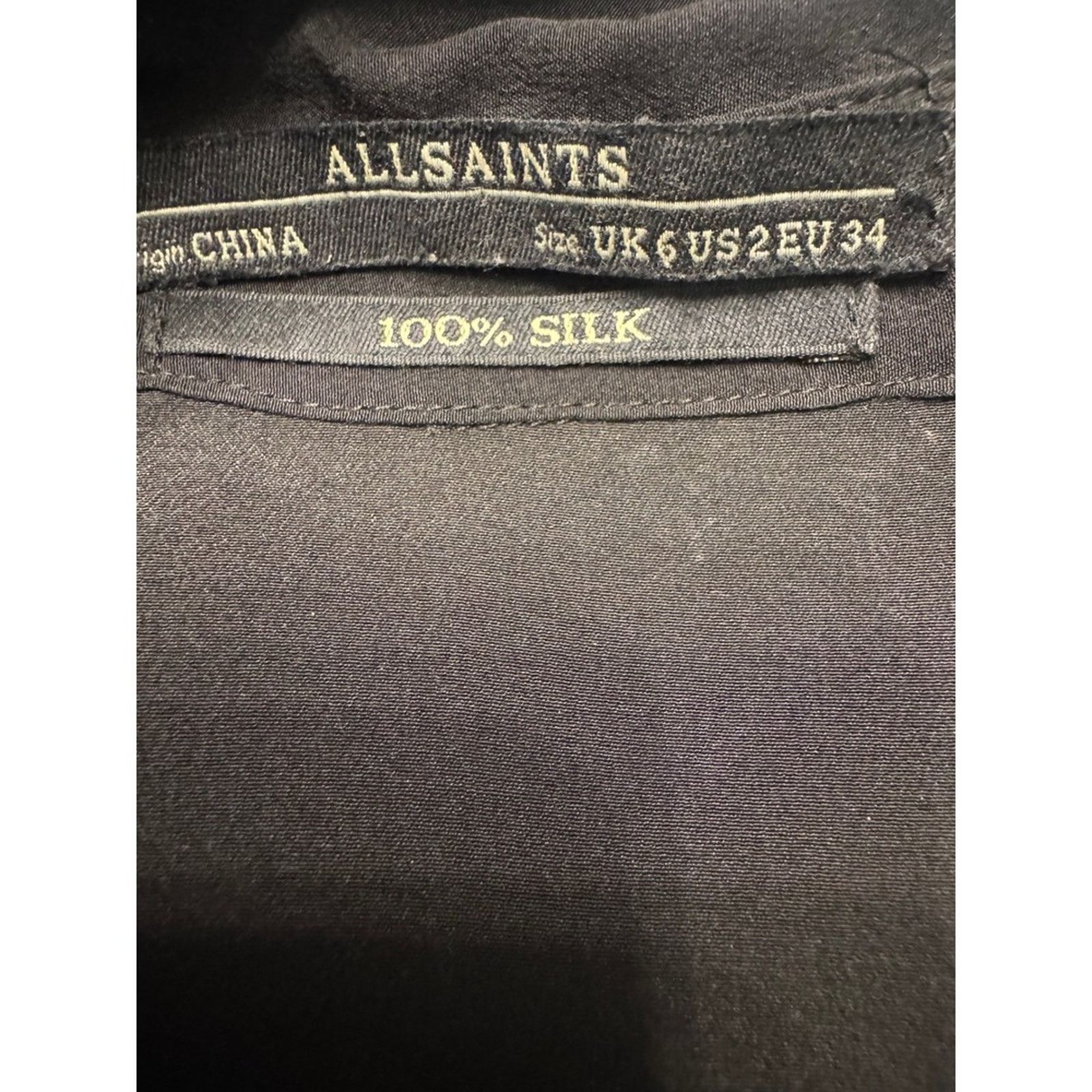 Allsaints AllSaints Silk Button Down Dress Shirt Womens US 2 Black Size XS / US 0-2 / IT 36-38 - 5 Thumbnail