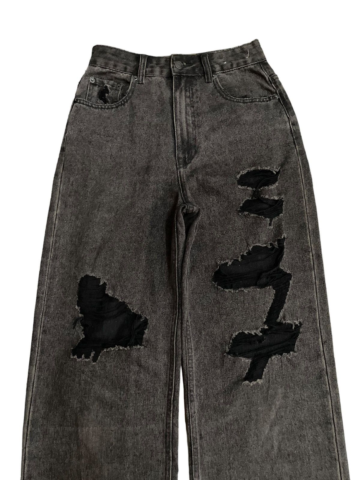 KMRii Vintage Japanese Distressed Fade Wash Wide Leg Baggy Jeans Size 26" / US 2 / IT 38 - 2 Thumbnail