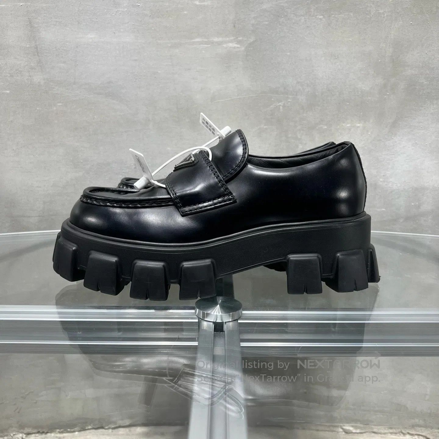 Prada Prada Monolith triangular logo black thick-soled loafers Size US 9 / IT 39 - 3 Thumbnail
