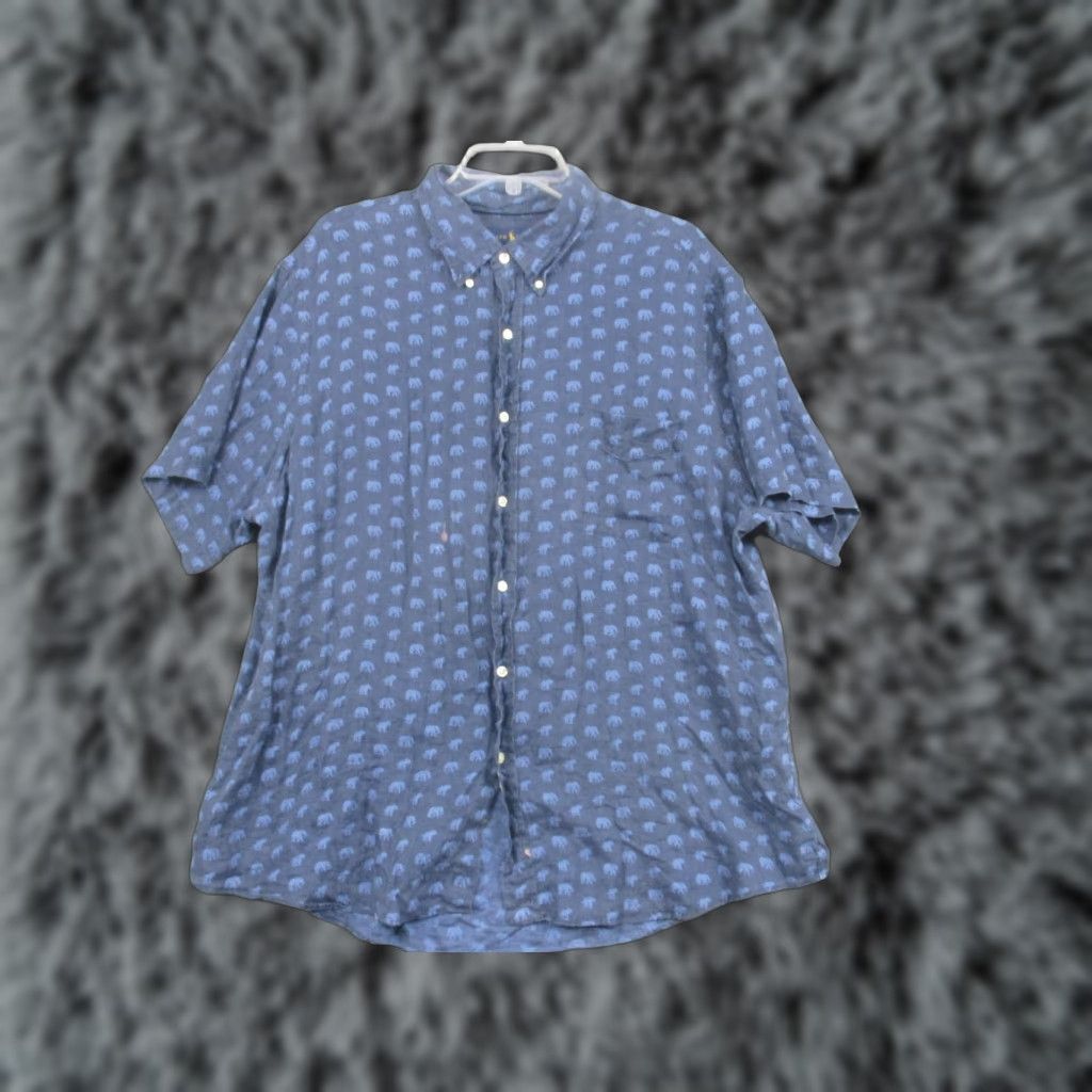 Ralph Lauren Ralph Lauren Shirt Mens 2XL Blue Linen Elephant Print Classic Fit Short Sleeve Size US XXL / EU 58 / 5 - 1 Thumbnail
