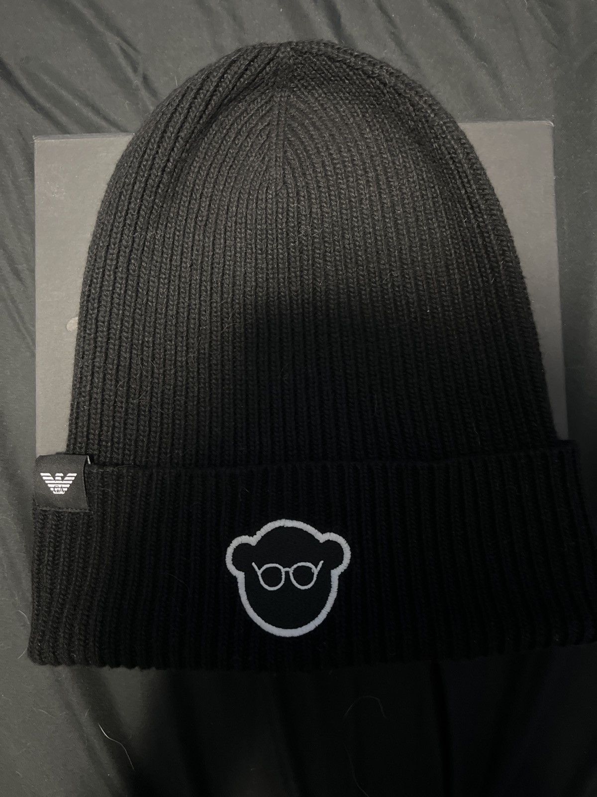 image of Emporio Armani Bear Beanie in Black, Men's