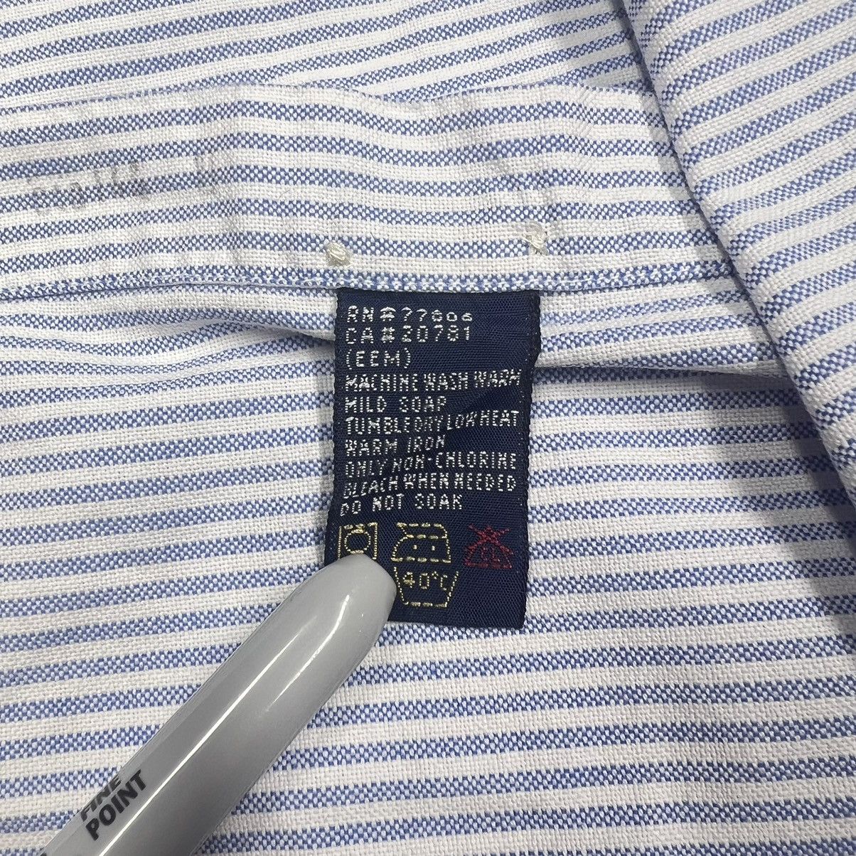 Tommy Hilfiger × Vintage VTG Tommy Hilfiger Button Down Shirt White Blue Striped Size US L / EU 52-54 / 3 - 15 Thumbnail