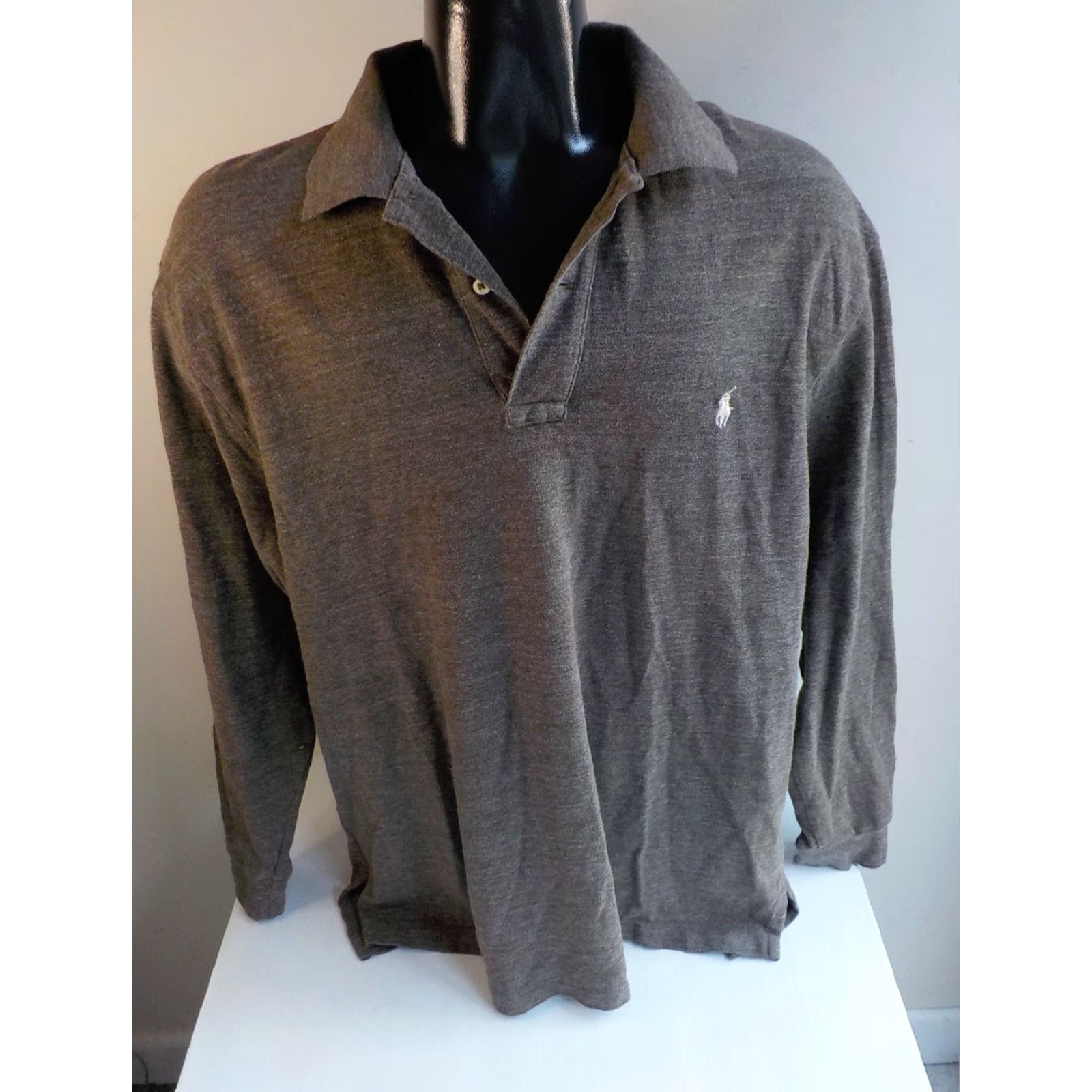 Polo Ralph Lauren VINTAGE Polo Ralph Lauren LS Polo Shirt Men Brown 100% Cotton XLT Big & Tall Logo Pony 25.5" Sleeve 33.5" Length Ivory Pony Logo Size US XL / EU 56 / 4 - 2 Thumbnail
