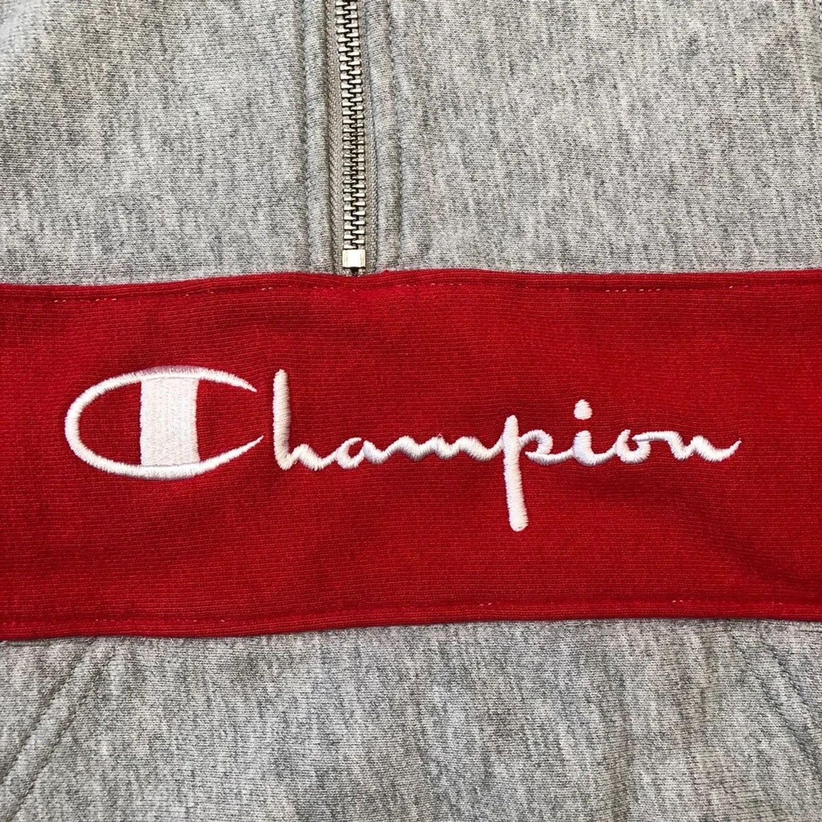 Champion × Vintage Champion Sweatshirt Reverse Weave Script 1/4 Zip Pullover Size US M / EU 48-50 / 2 - 2 Thumbnail
