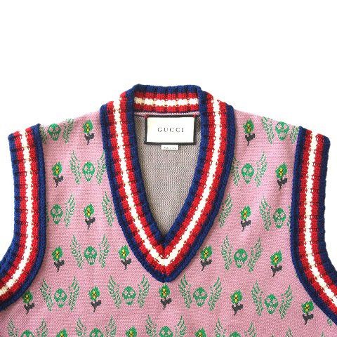 Gucci GUCCI SKULL AND FLOWER JACQUARD WOOL WAISTCOAT Size US L / EU 52-54 / 3 - 3 Thumbnail