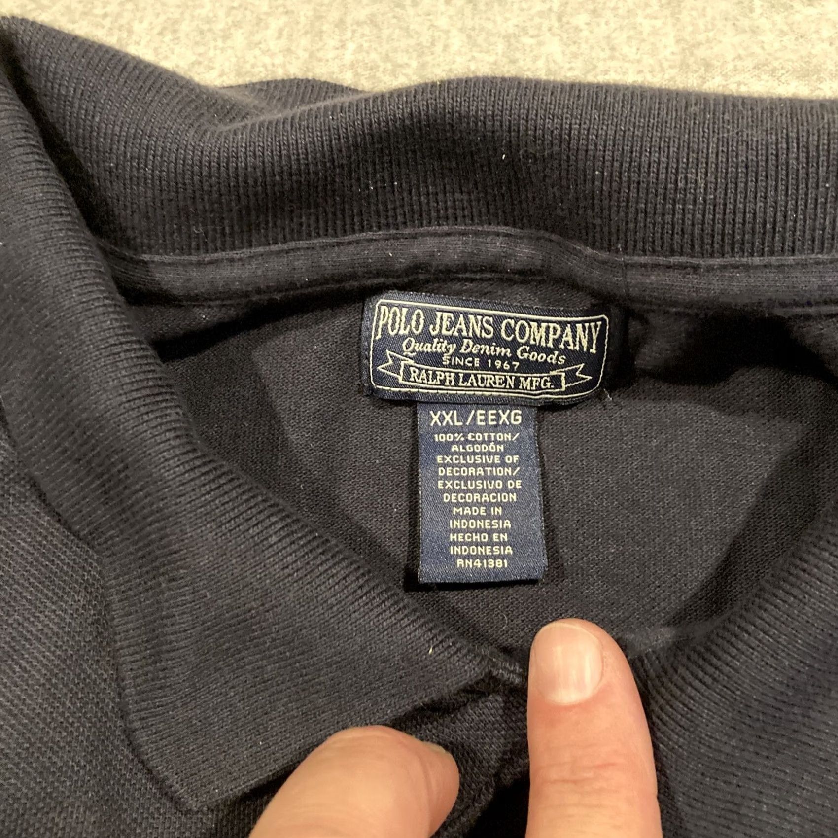 Vintage VINTAGE Polo Jeans Company Polo Golf Shirt Mens XXL Navy Short Sleeve Embroidered Flag 100% Cotton Size US XXL / EU 58 / 5 - 4 Thumbnail