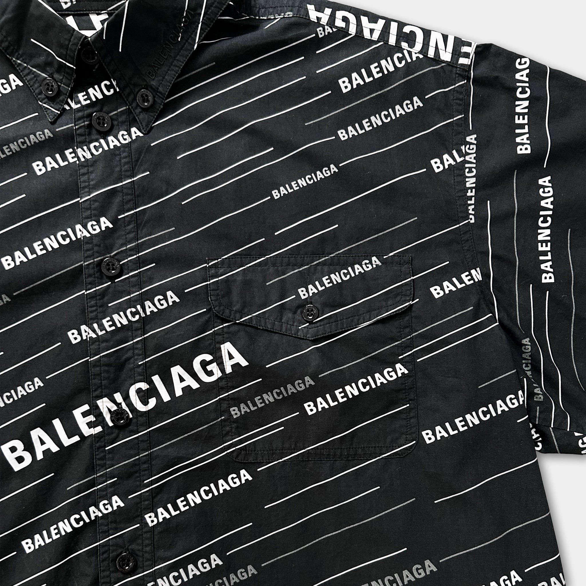 Balenciaga Balenciaga All Over Logo Shirt Size US XL / EU 56 / 4 - 2 Thumbnail