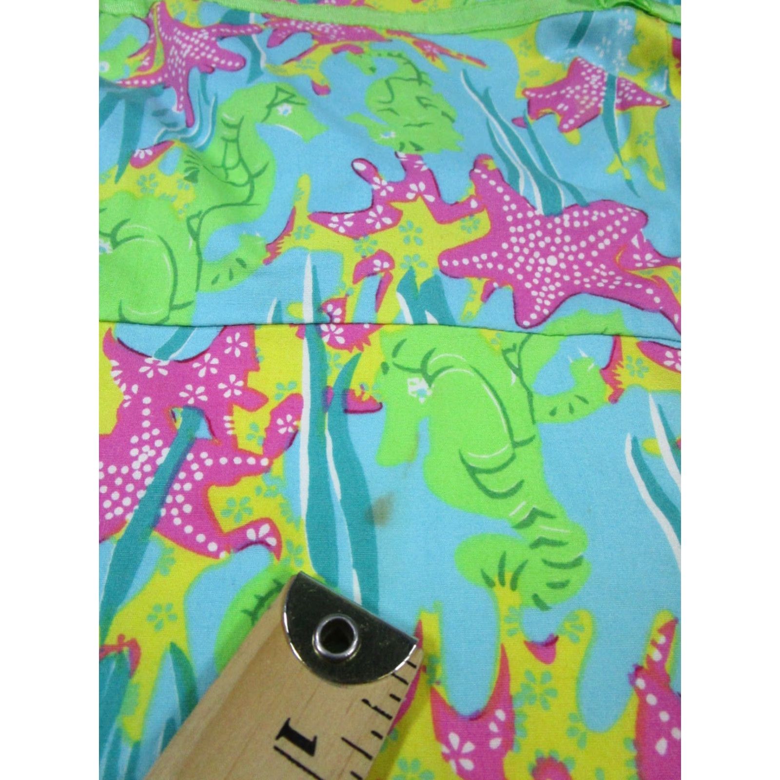 Vintage Key West Sundress Girls 2 Blue Green Pink Animal Print Bow Cowl Neck Sleeveless Pullover Short Dress Womens Casual Party/Cocktail Travel Cotton Size XS / US 0-2 / IT 36-38 - 4 Thumbnail