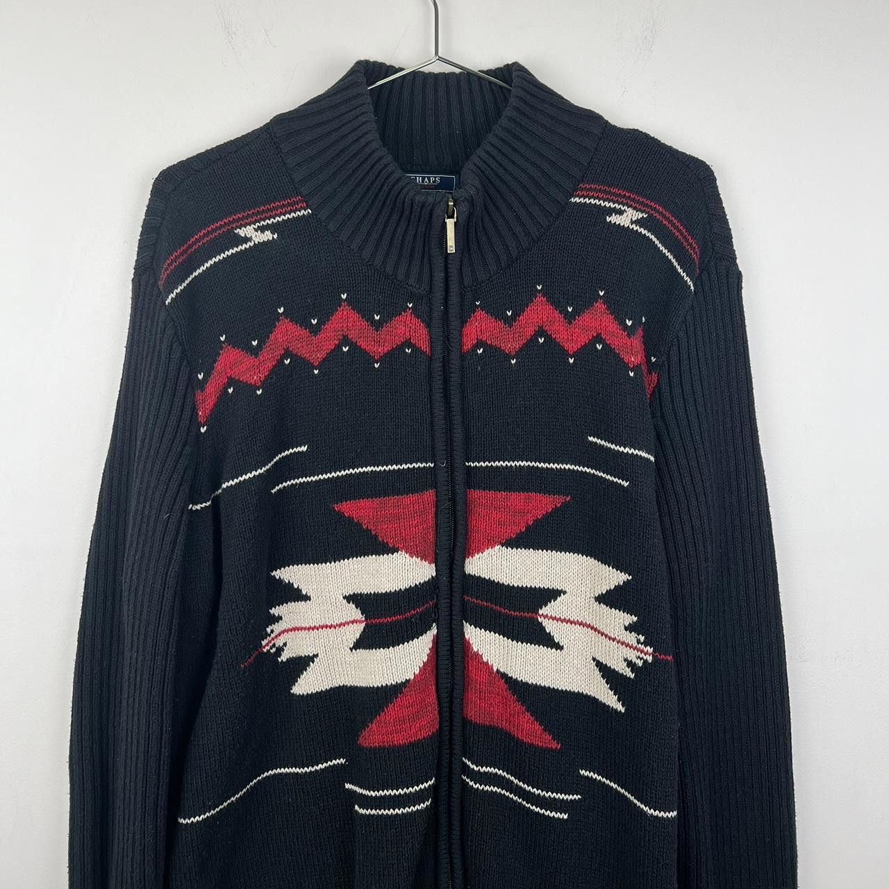 Chaps Chaps Denim 3X Black and Red Zip-Up Sweater Size US XL / EU 56 / 4 - 2 Thumbnail
