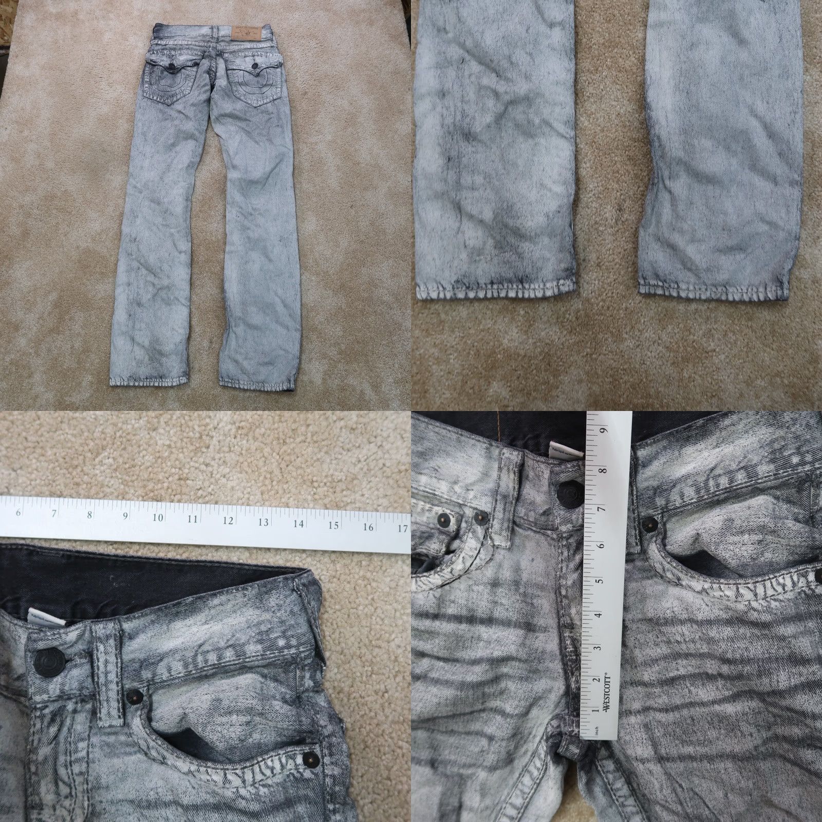 True Religion VINTAGE? No. True Religion Jeans Women's 27 Gray Denim Stretch Straight Leg Flap 90s Regular 33 Inseam Size 27" / US 4 / IT 40 - 9 Thumbnail