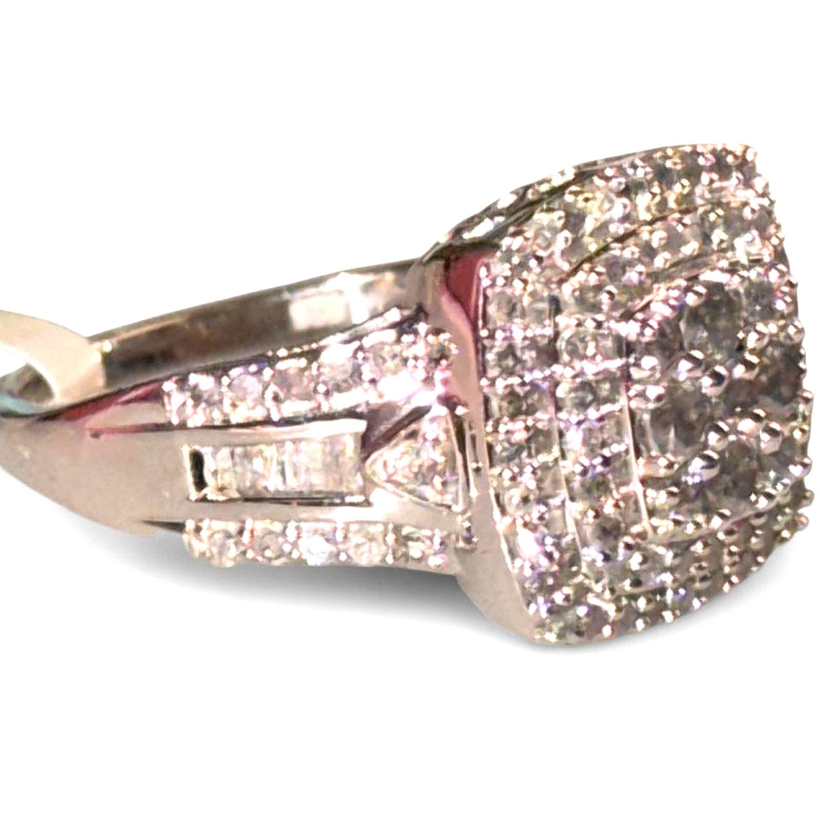 Other 1 cttw Diamond Sterling Silver Pave Cluster Engage Ring 7 Size ONE SIZE - 4 Thumbnail