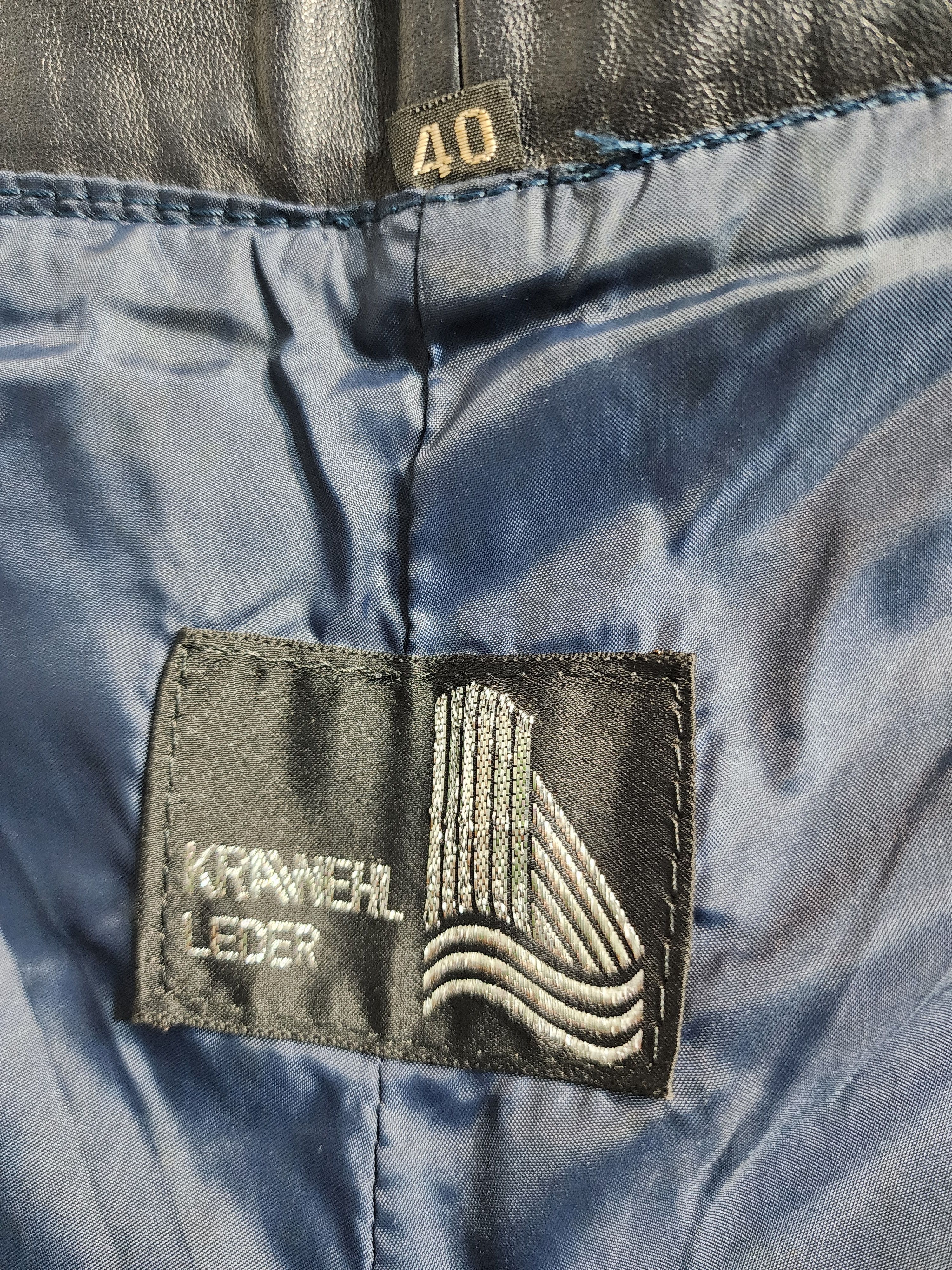 Genuine Leather Blue Leather Biker Pants: Size 29" - 9 Thumbnail