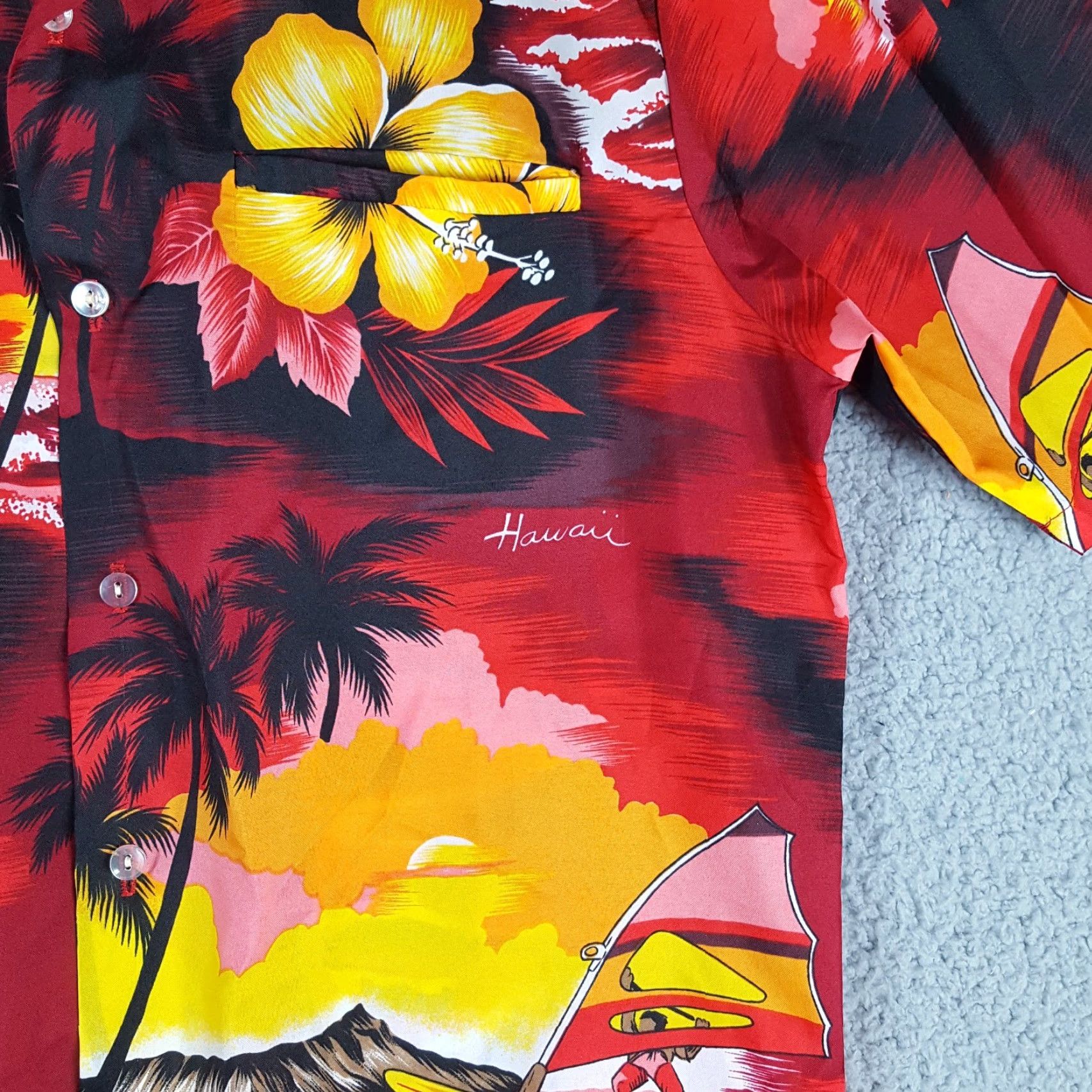 Vintage VINTAGE Kalena Fashions Vintage Hawaiian Surfer Aloha Camp Shirt Men's M Red Short Sleeve Button-Up Beach Casual Workwear 90s Island Party/Cocktail Size US M / EU 48-50 / 2 - 3 Thumbnail