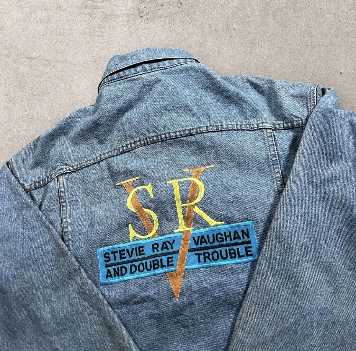 Vtg Stevie Ray Vaughan Denim Jacket XL Double Trouble 90s