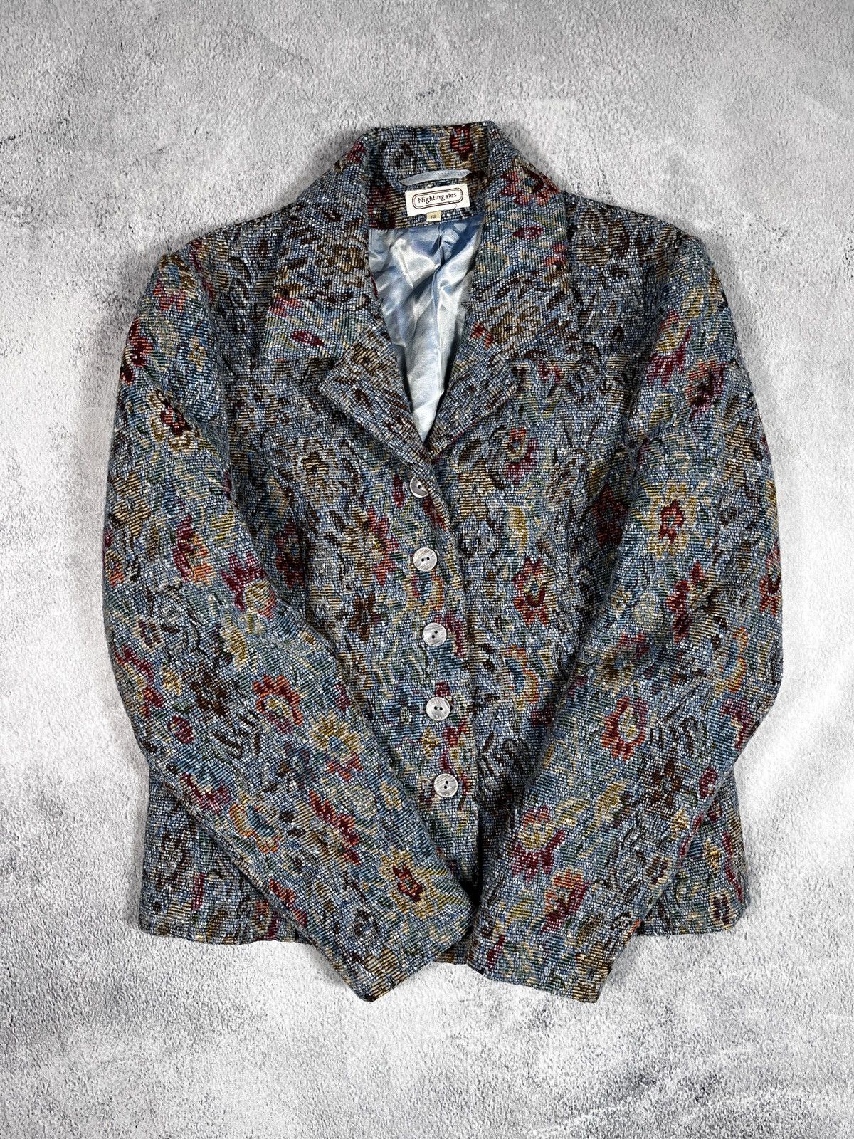Vintage Vintage Y2K knitted floral blazer Jacket retro style size 13 Size M / US 6-8 / IT 42-44 - 2 Thumbnail