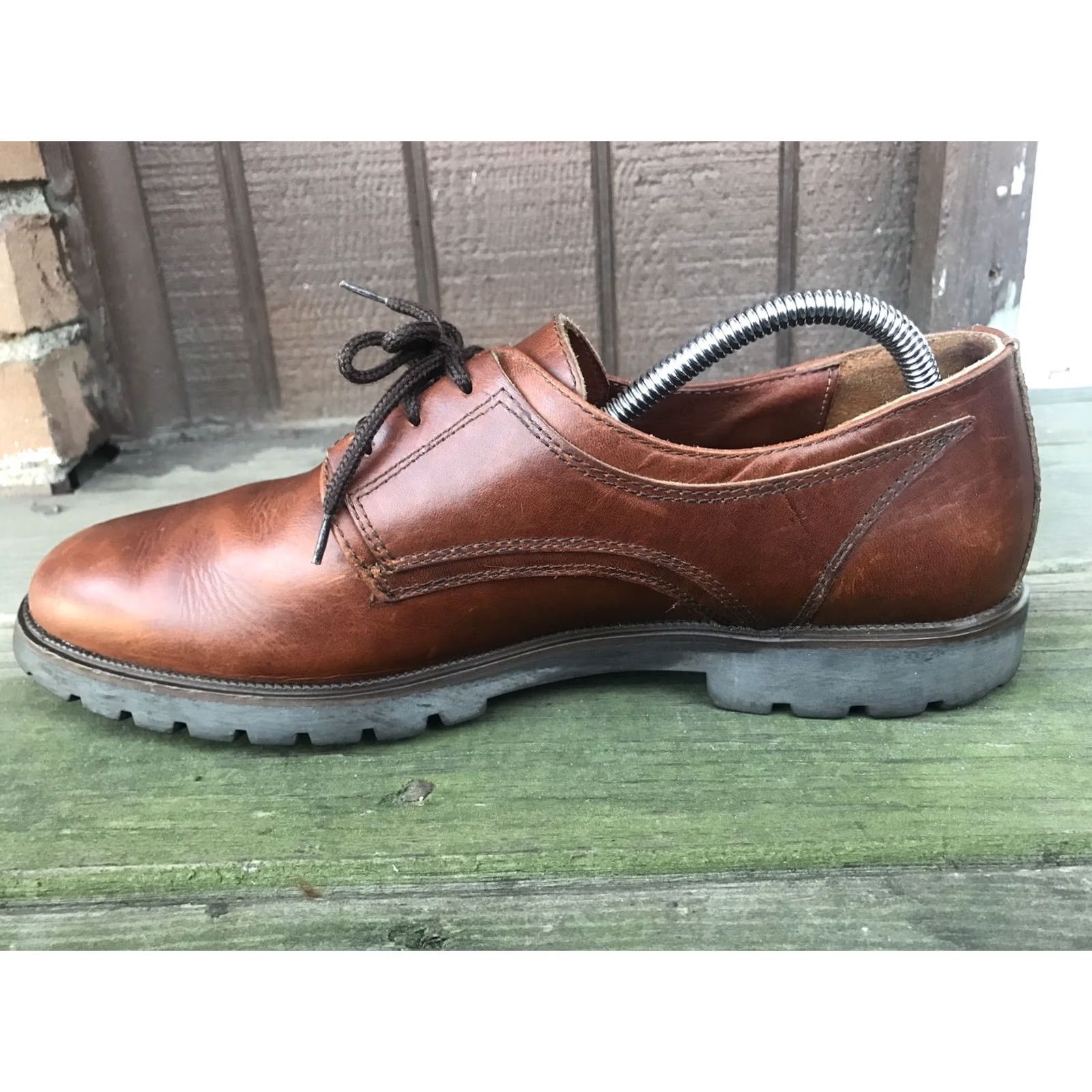 Vintage Bass Mens Brown Leather Oxfords Derby Lace-Up Waterproof Shoes, 10.5M, Oxford Dress Casual, Bass Brazil Mens Shoes Size US 11 / EU 44 - 6 Thumbnail