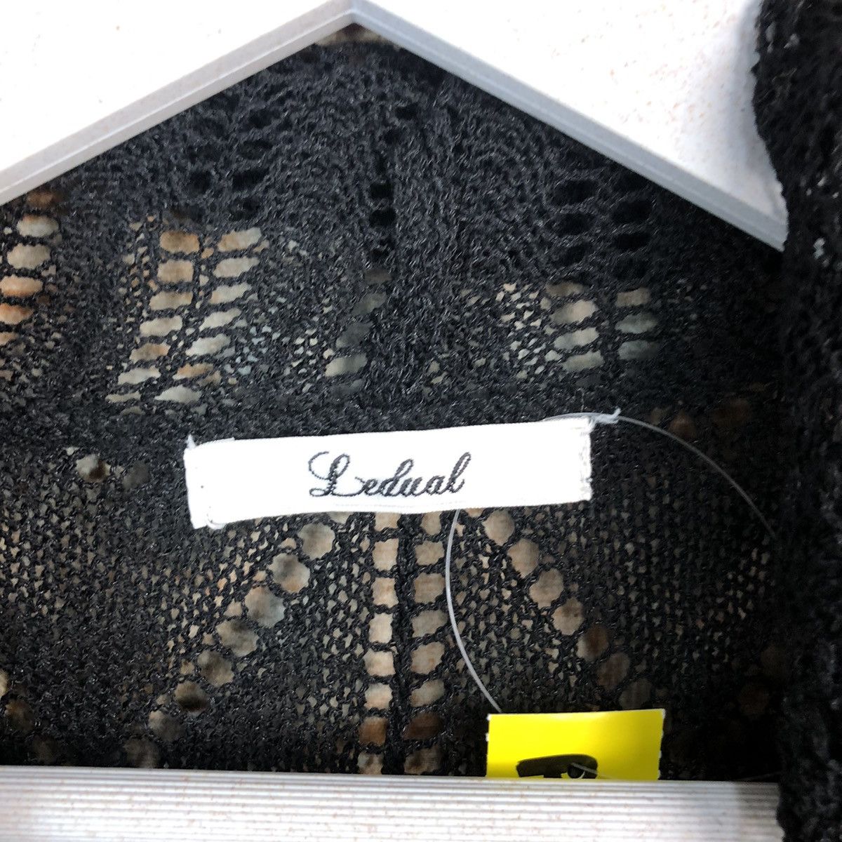 Homespun Knitwear × Japanese Brand Ledual Black crochet meshnet Cardigan Knitwear #A1352 Size M / US 6-8 / IT 42-44 - 9 Thumbnail