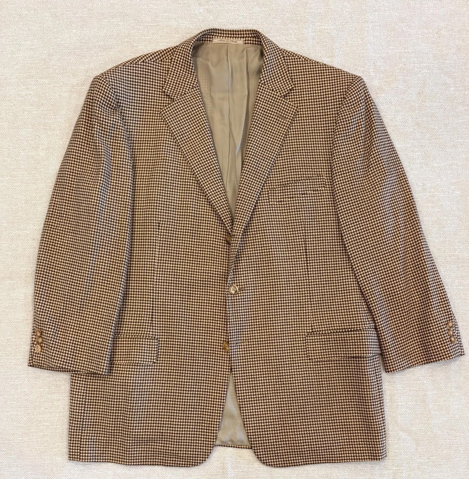 Ermenegildo Zegna Ermenegildo Zegna Sport Coat 46R Brown Houndstooth 100% Wool Size 46R - 1 Thumbnail