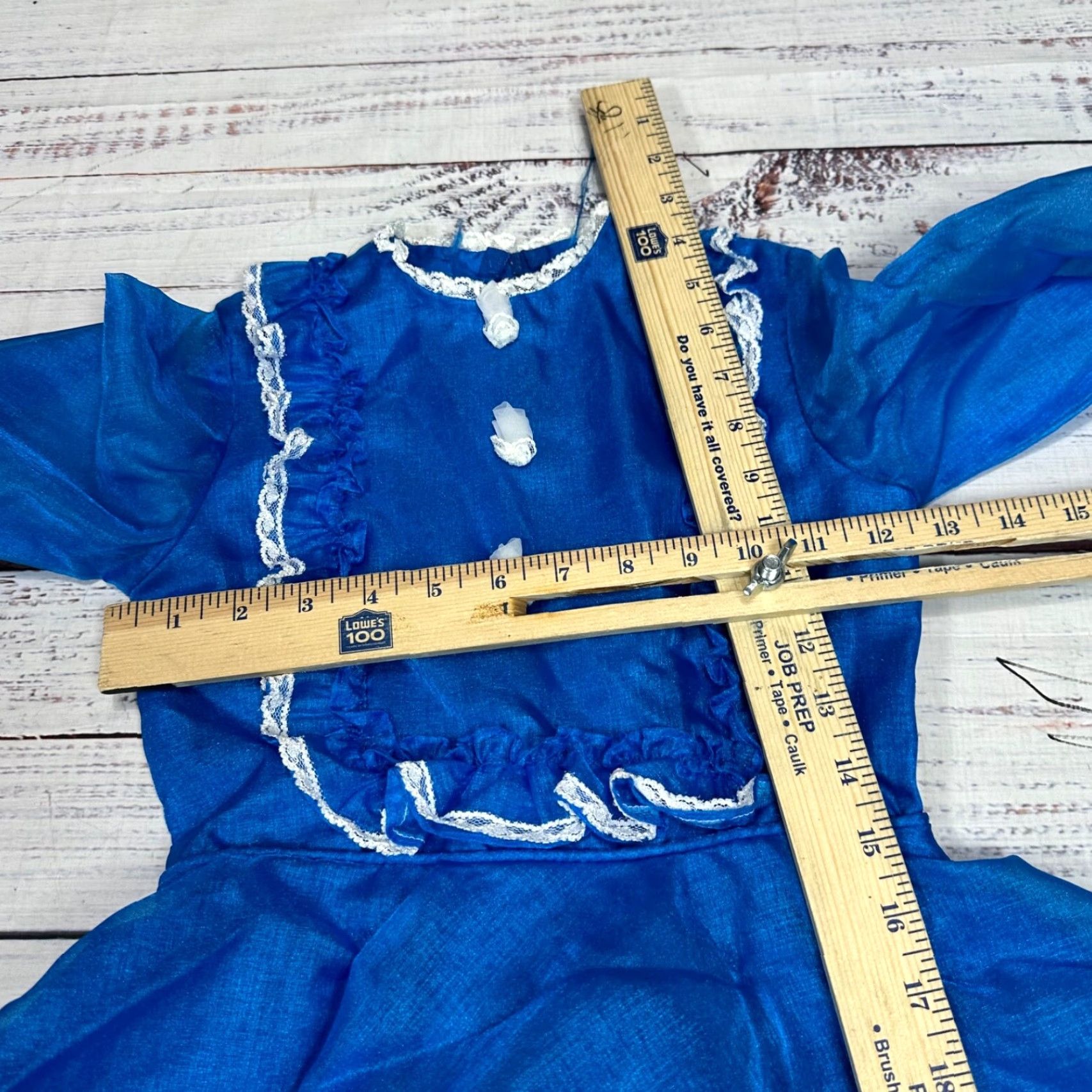 Vintage Vintage Girls Long Sleeve Dress Circle Blue 6 Polyester Lace Trim Size US S / EU 44-46 / 1 - 3 Thumbnail