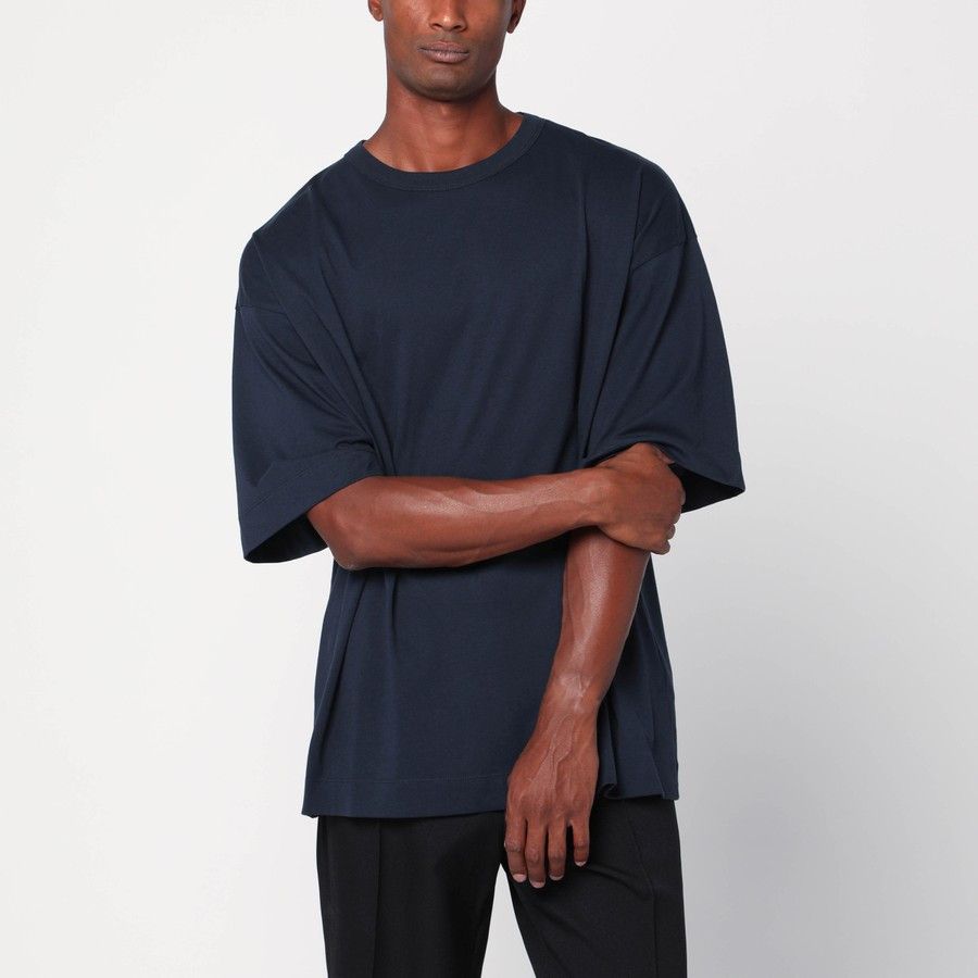 Dries Van Noten o1d2blof0226 Oversize Cotton T-Shirt in Navy Blue Size US S / EU 44-46 / 1 - 1 Thumbnail