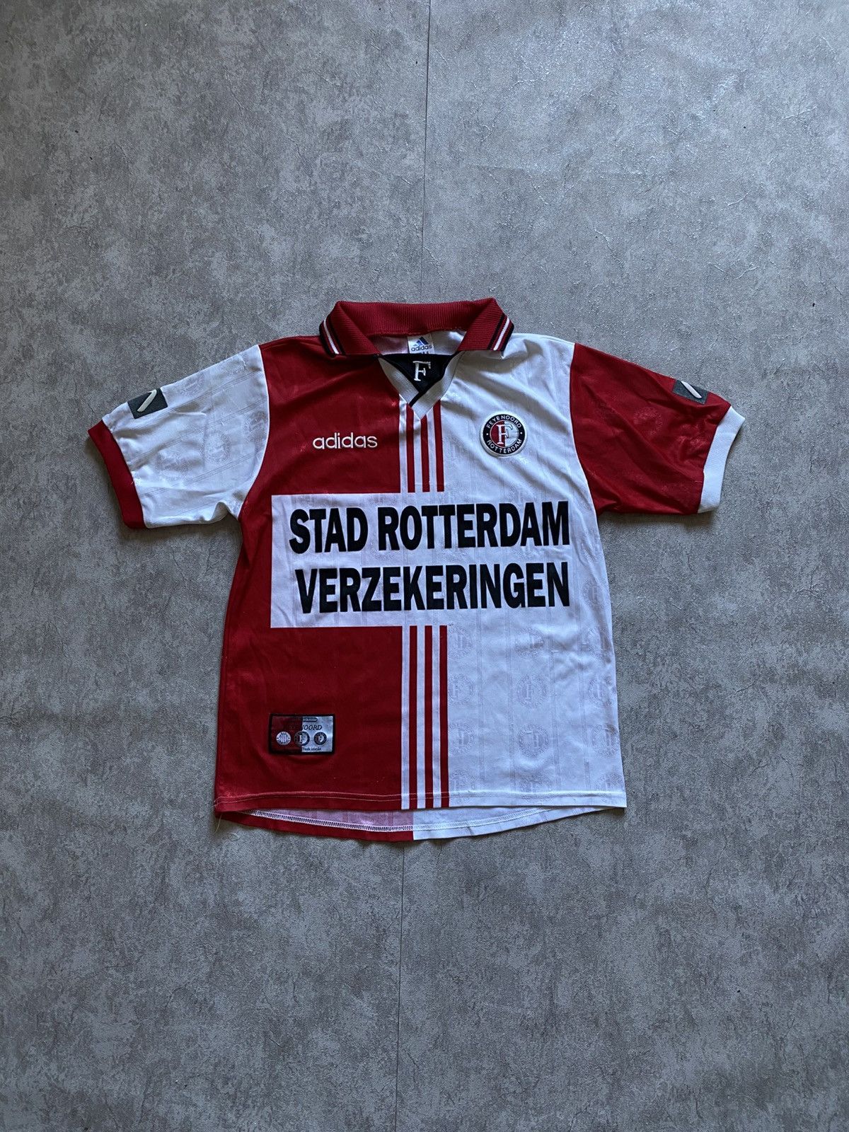 Adidas 1997/98 Feyenoord Rotterdam Home Adidas Jersey Made in UK Size US S / EU 44-46 / 1 - 1 Thumbnail