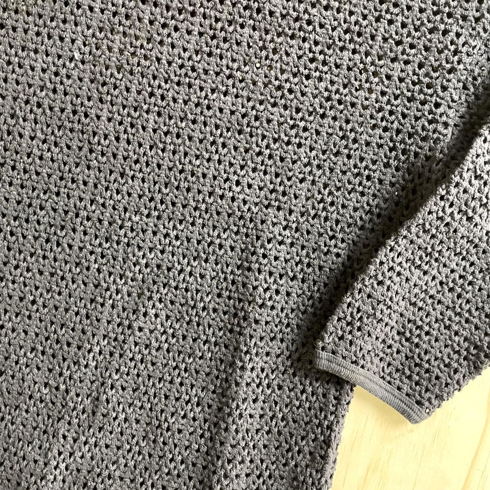 Vintage VINTAGE Clio Sweater Women's Lightweight 3/4 Sleeve Crew Neck Open Knit Cotton Gray Medium Pullover Size M / US 6-8 / IT 42-44 - 2 Thumbnail