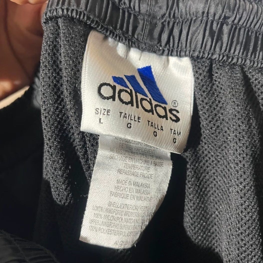 Adidas VINTAGE Adidas Mens Track Pants Nylon Three Stripe Pirates Logo Black M71 Large M/L Size US 33 - 3 Thumbnail