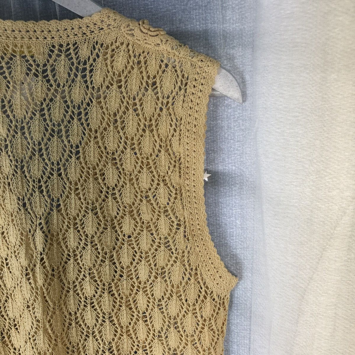 Homespun Knitwear Venticella Brown Mesh Net Crochet Vest Cardigan #7408 Size M / US 6-8 / IT 42-44 - 16 Thumbnail