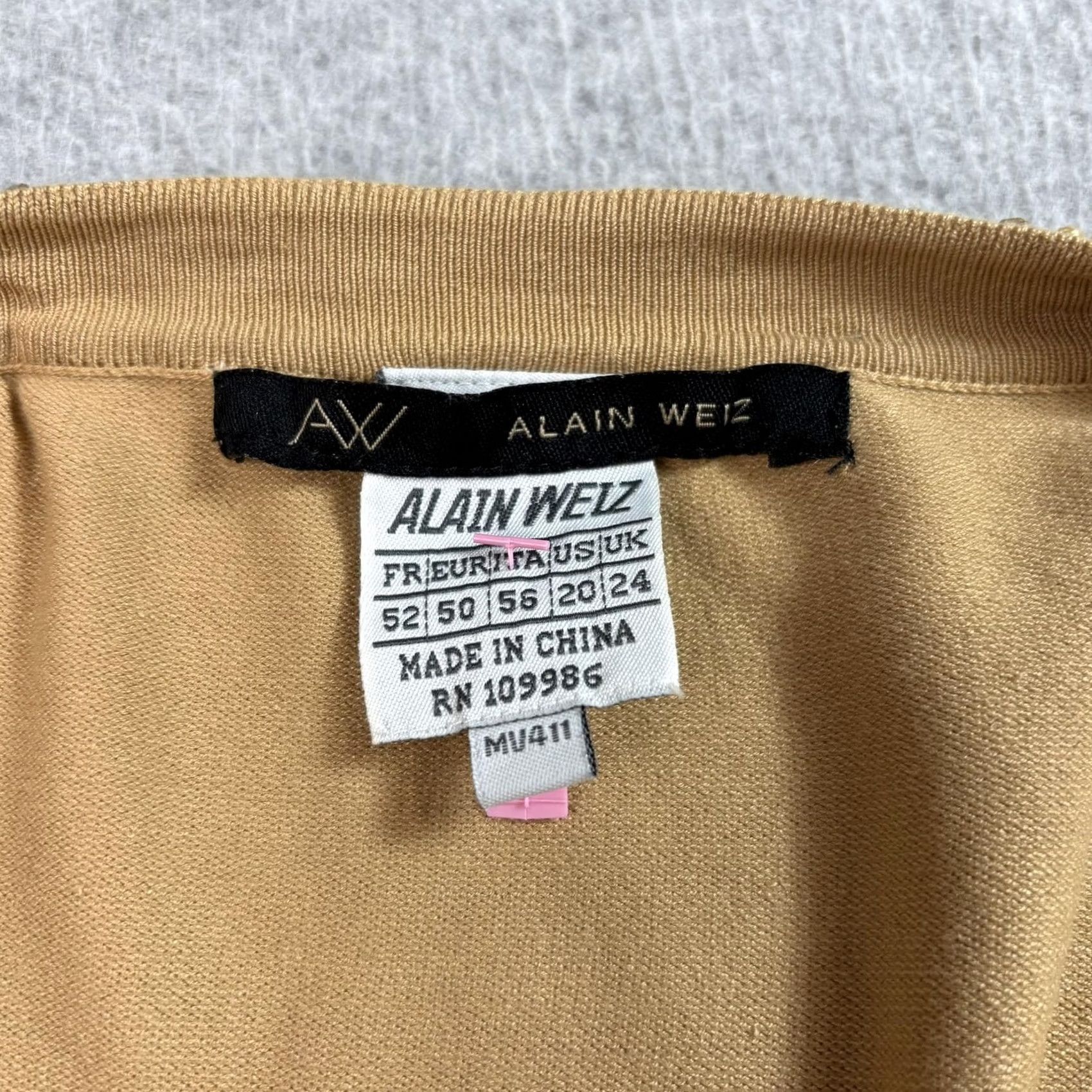 Vintage Alain Weiz Cardigan Sweater Womens 20 Tan Silk Beaded Trim Open Front 3/4 Sleeve Plus Size Mens? Womens Size 3XL / US 20-22 - 3 Thumbnail