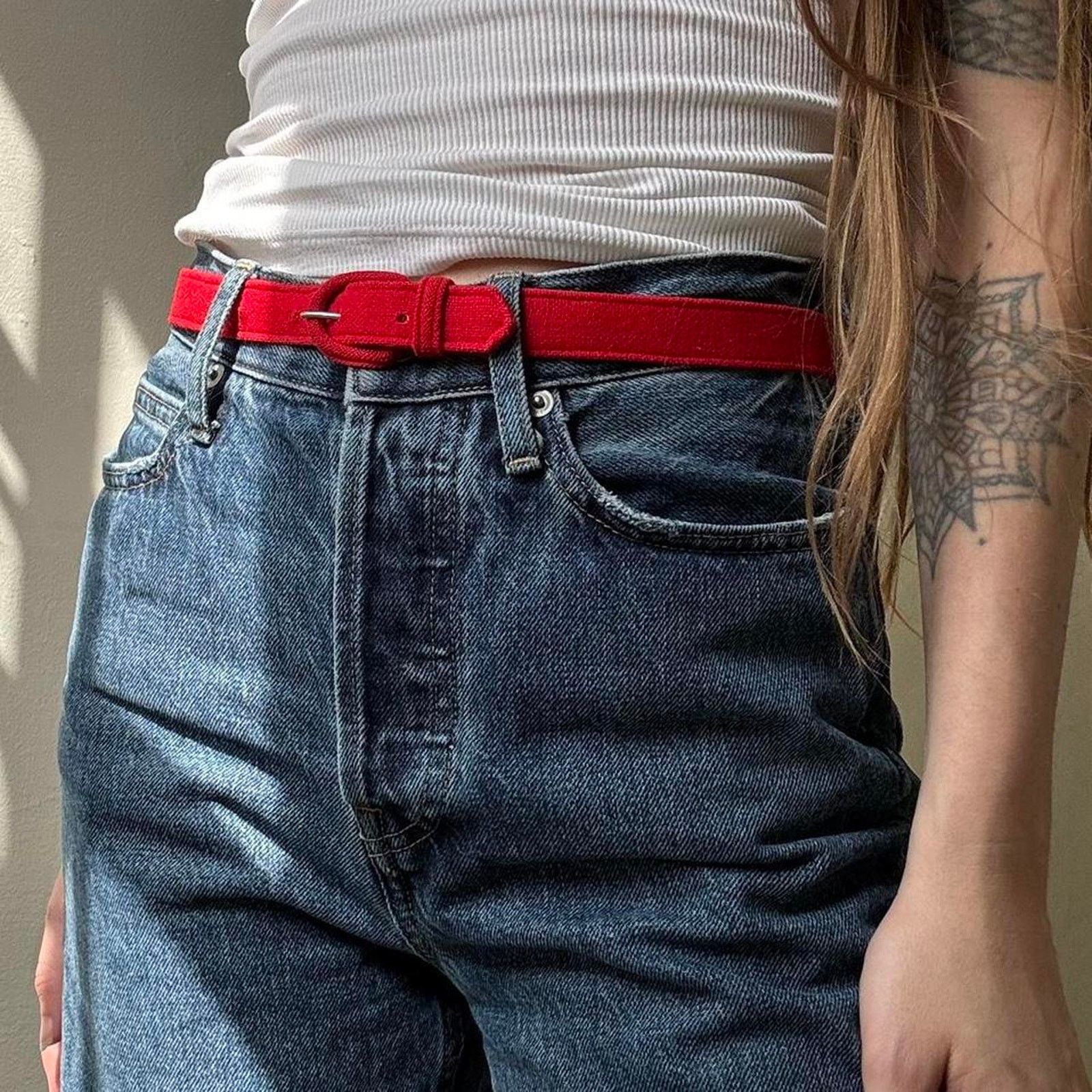 Other Vintage Red Cloth Waist Skinny Belt 25-27 Mod 60s Fashion Size ONE SIZE - 2 Thumbnail