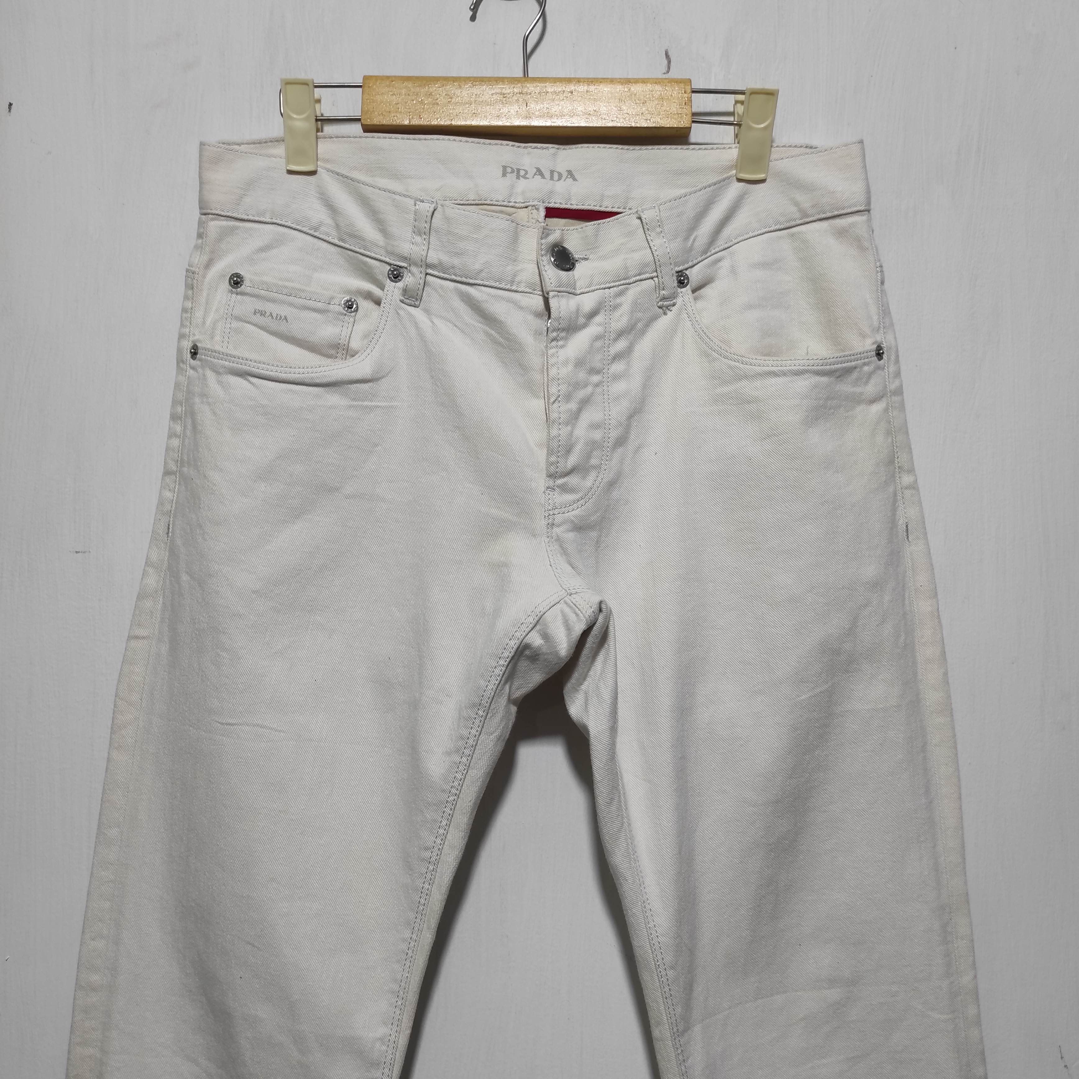 Prada Prada Logo White Denim Tapered Fit Jeans size 30 Size US 30 / EU 46 - 3 Thumbnail