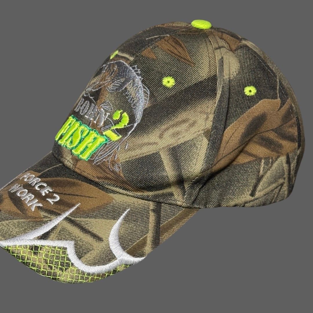 Other Born 2 Fish Forced 2 Work Camouflage Embroidered Cap Hat OS Size ONE SIZE - 2 Thumbnail
