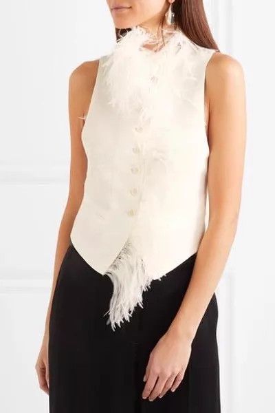 Ann Demeulemeester ANN DEMEULEMEESTER 18ss Feather Embroidered White Vest 36 Size XS / US 0-2 / IT 36-38 - 3 Thumbnail