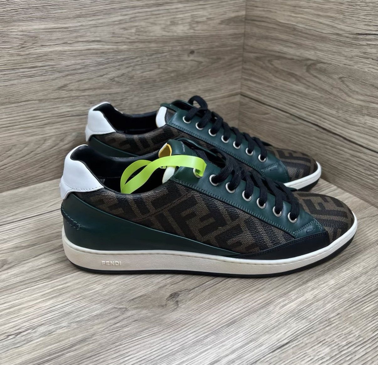 Fendi Fendi Brown & Green FF All-over Print Sneakers J41 Size US 7 / EU 40 - 4 Thumbnail