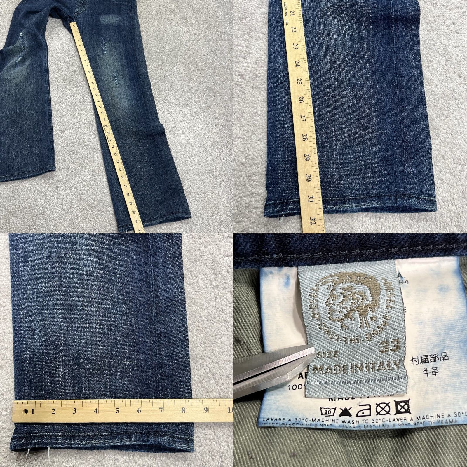 Diesel Diesel Jeans Mens 33x32 Viker Distressed Button Fly Straight Dark Wash Denim Jeans Size US 33 - 10 Thumbnail